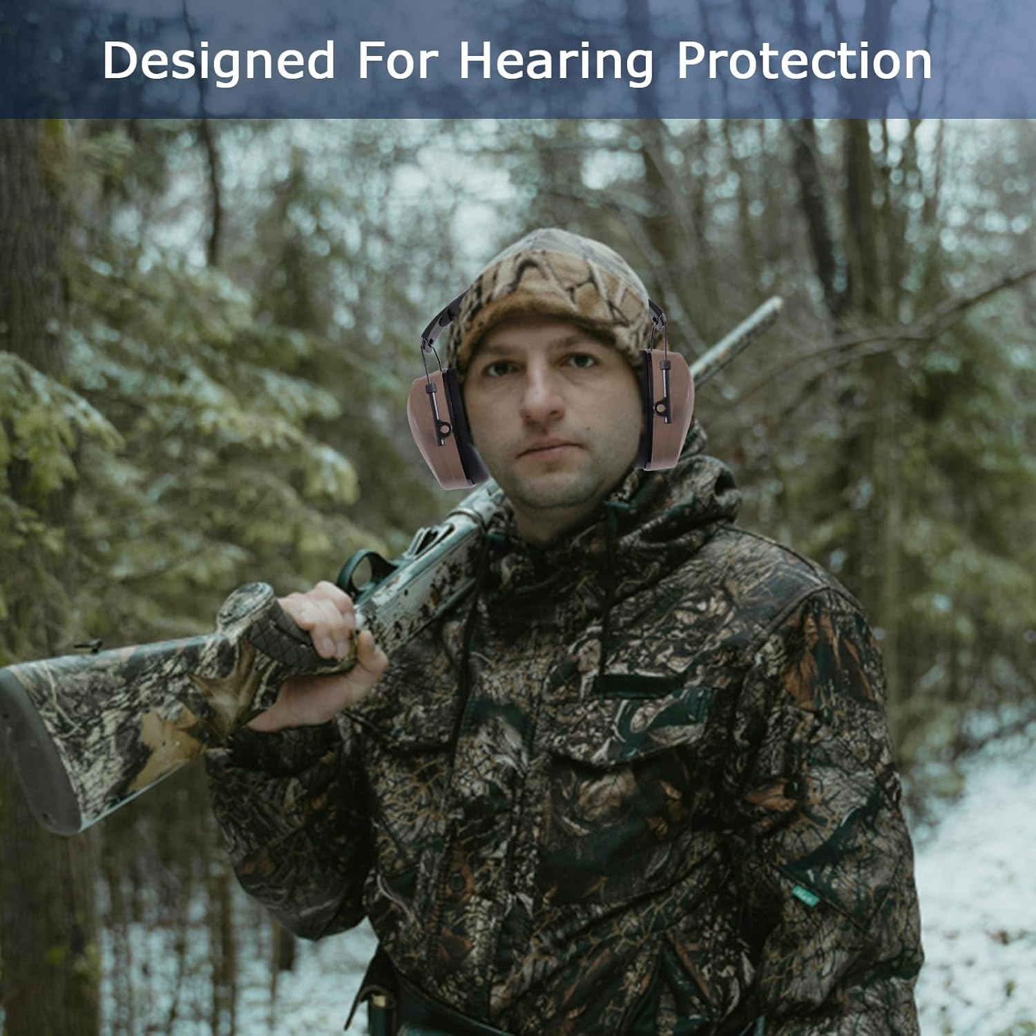 Noise Reduction Ear Muffs for Hunting, Shooting Ear Protection Headphone - Black image number 2