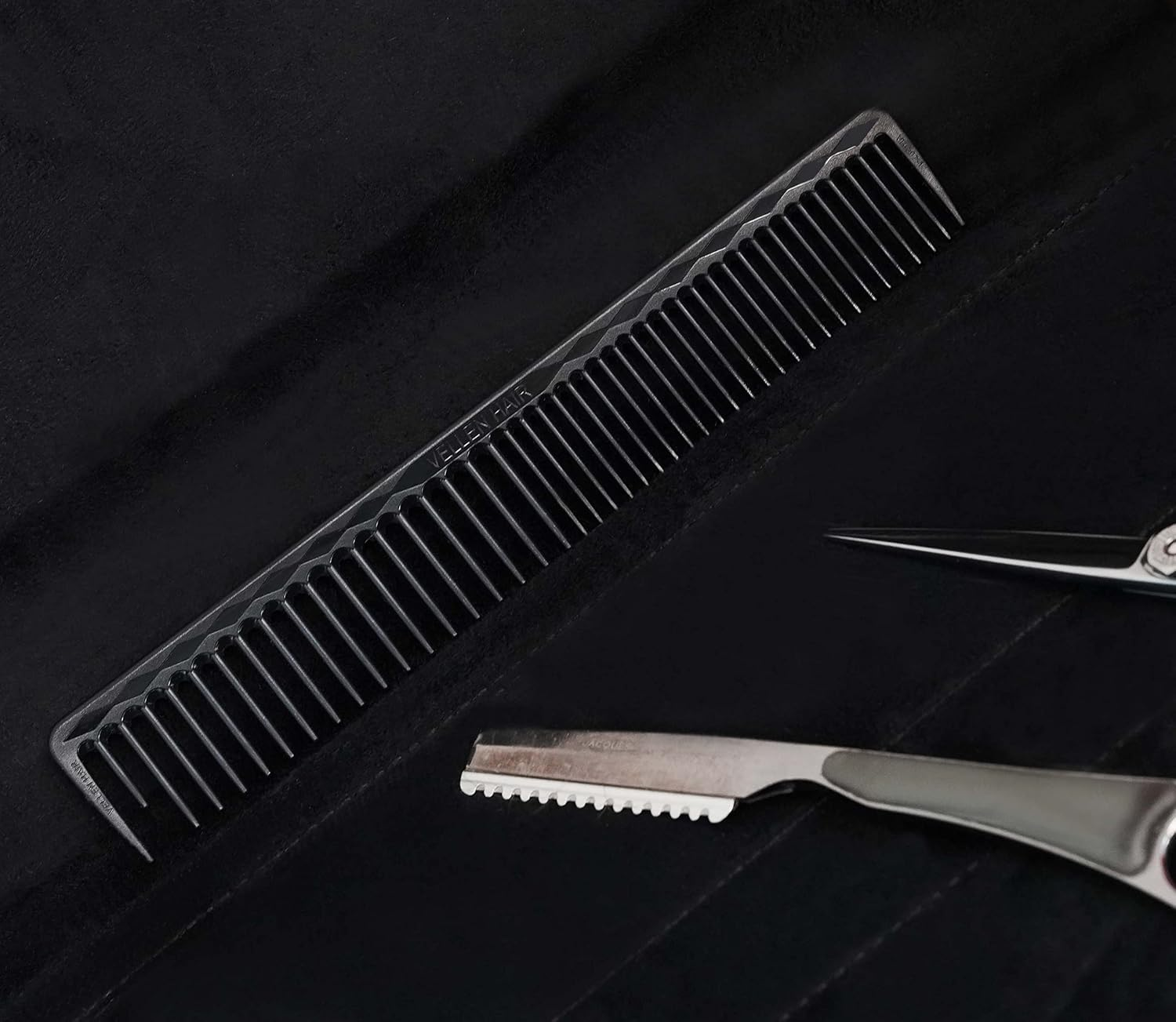 Vellen Hair Ultimate Cutting Comb for Men Women, Unbreakable PEI Material 430&deg;F Heat Resistant Barber Styling Combs for Hairdressers , Little Combs Fine Teeth and Extra Wide Tooth Combs for Hair Stylist , 5-Pack Different Sizes (Black) image number 2