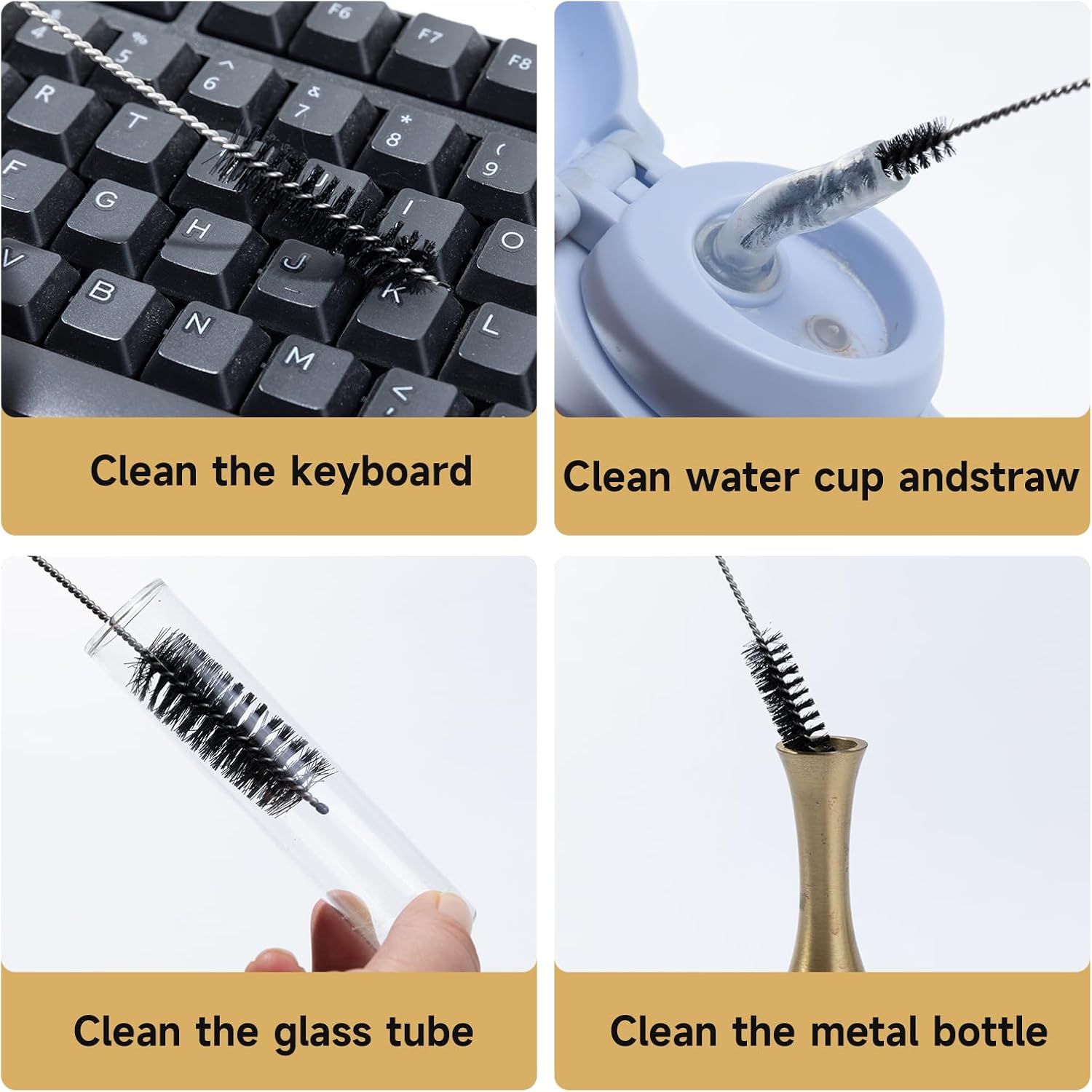 10-Piece Cleaning Brush Set for Bottles & Straws, Multi-Size Tube Cleaner with Stainless Steel Nylon Bristles, Deep Clean for Baby Bottles, Reusable Cups & Hard-To-Reach Areas image number 4