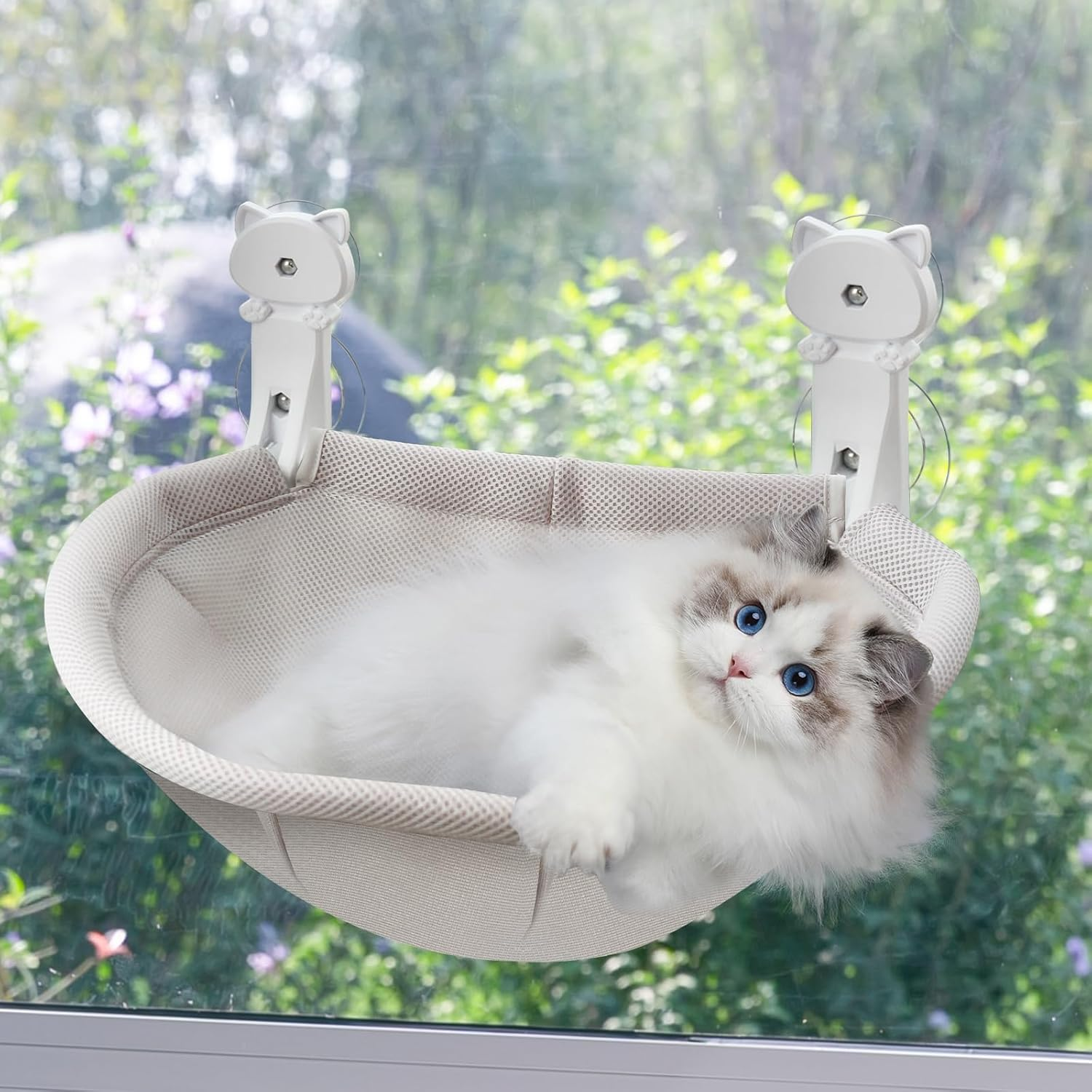 Homegroove Cat Window Perch, 18 X 12 Inch Foldable Cat Hammock for Window with Sturdy Metal Frame, Breathable Cordless Window Bed for Resting Seat for Indoor Cats (Black, 45 X 30 CM)