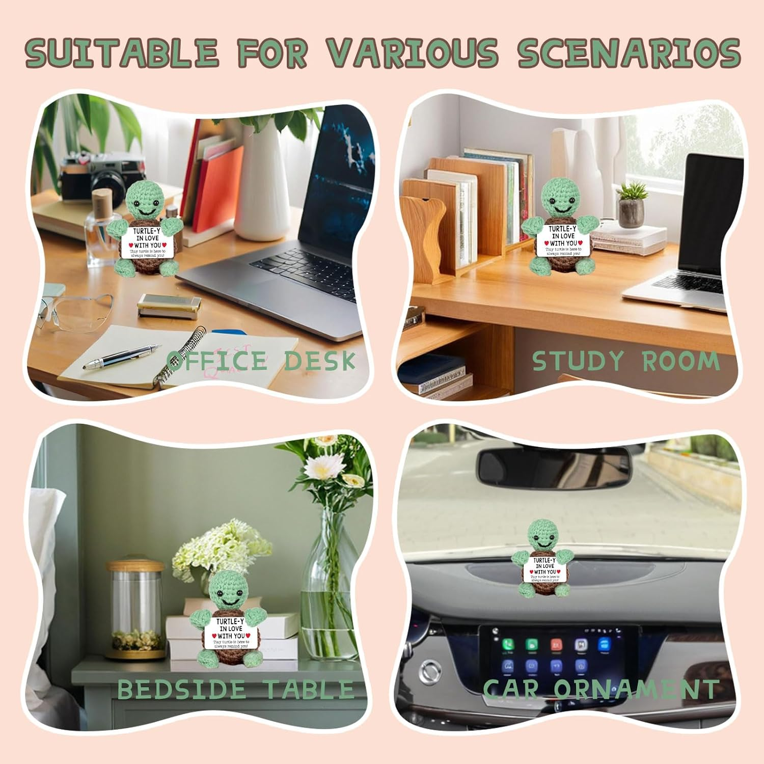 Handmade Emotional Mini Funny Crochet Turtle for Her Him, Wife Husband Girlfriend Boyfriend I Love You Gifts, Anniversary Birthday Gifts Turtle Decorations Decor (Turtle Lover) - Turtle Dad image number 2