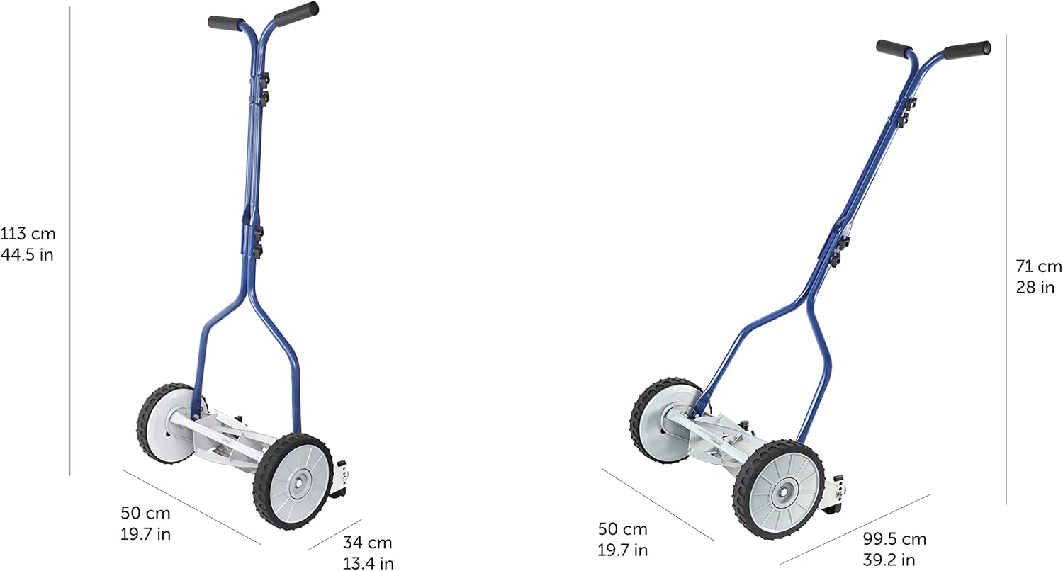 Amazon Basics 5.56 CM 4-Blade Push Reel Lawn Mower, Blue image number 5