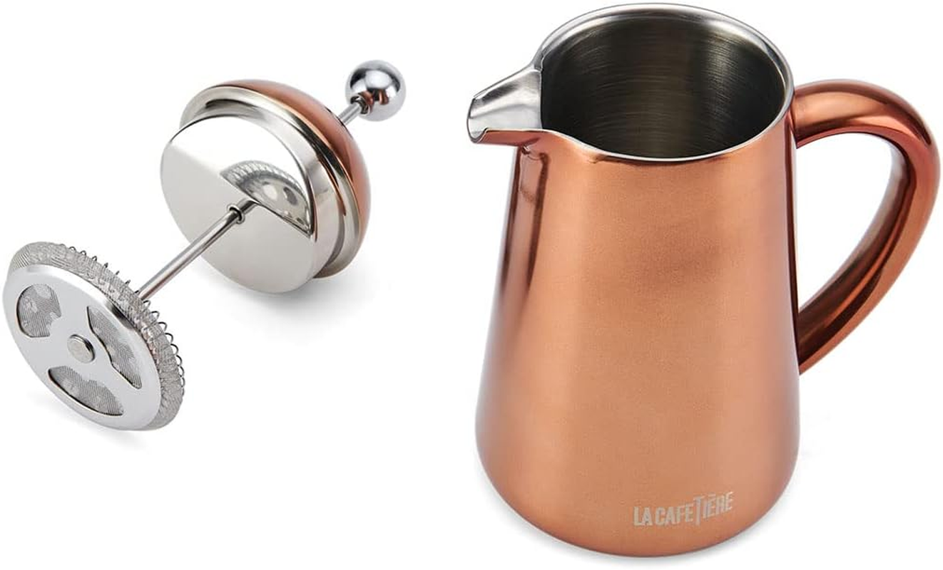La Cafeti&egrave;re Havana Copper Stainless Steel Double Walled Cafeti&egrave;re, Three Cup, Gift Boxed image number 4
