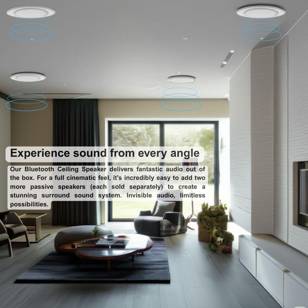 Maro Bluetooth in Ceiling Speakers, 6.5 Inches Flush Mount in Wall in Ceiling Ambient Speaker, 2-Way Universal Home Speaker, 1 Pair