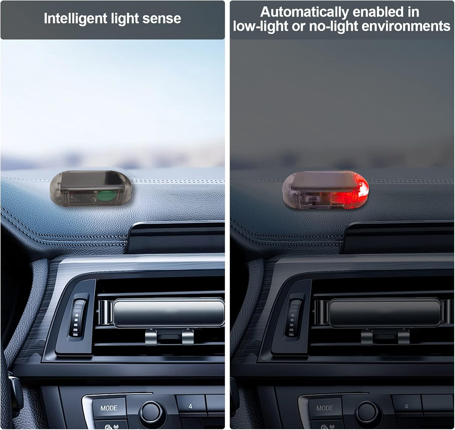 Shudyear Car Solar Power Simulated Dummy Alarm，Anti-Theft LED Flashing Security Light Fake Lamp，With USB Charger Port，Car Security Accessories Universal for Most Cars(2Pcs Red) - 2Pcs Blue image number 5