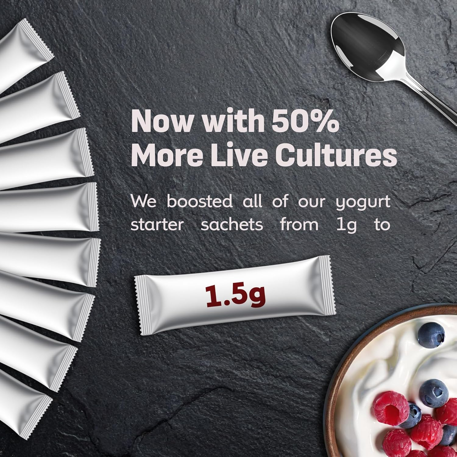 Coolinario L Reuteri Yogurt Starter (10-Pack, 1.5G Sachets) Yogurt Starter Culture with Lactobacillus Reuteri Probiotics | Creamy & Delicious | Non-Gmo, No Preservatives, Gluten Free