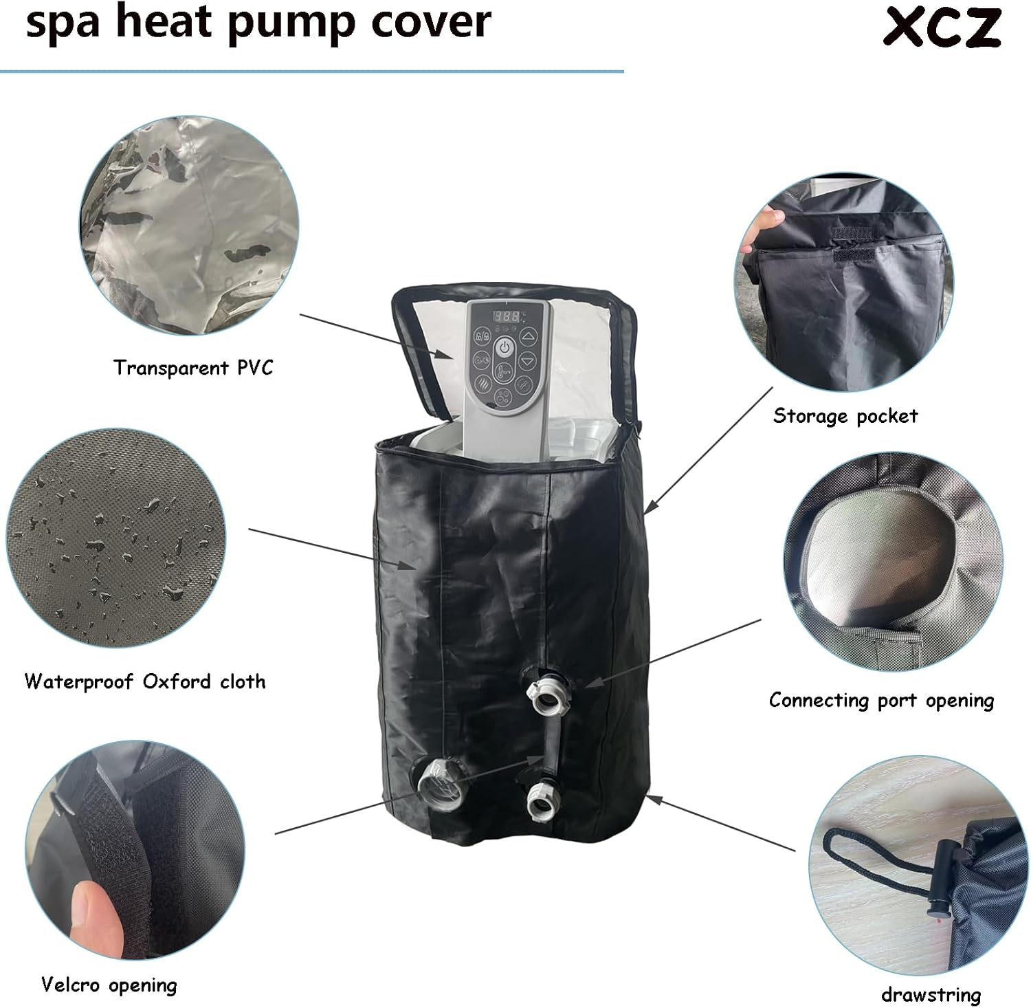 XCZ Inflatable Hot Tub Pump Cover, Fits Three Connecting Tubs (Black, Cover Only) image number 1