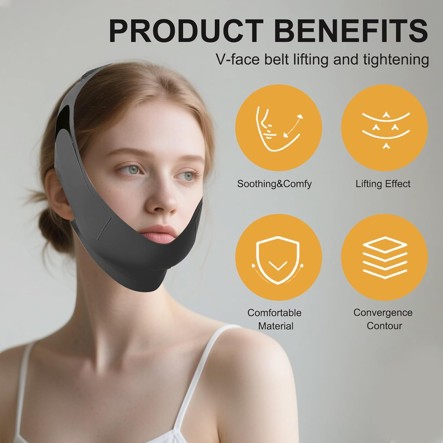 Adjustable Chin Strap for Sleeping Jawline Shaper V Line Lifting Mask Face Slimmer for Double Chin （Black）