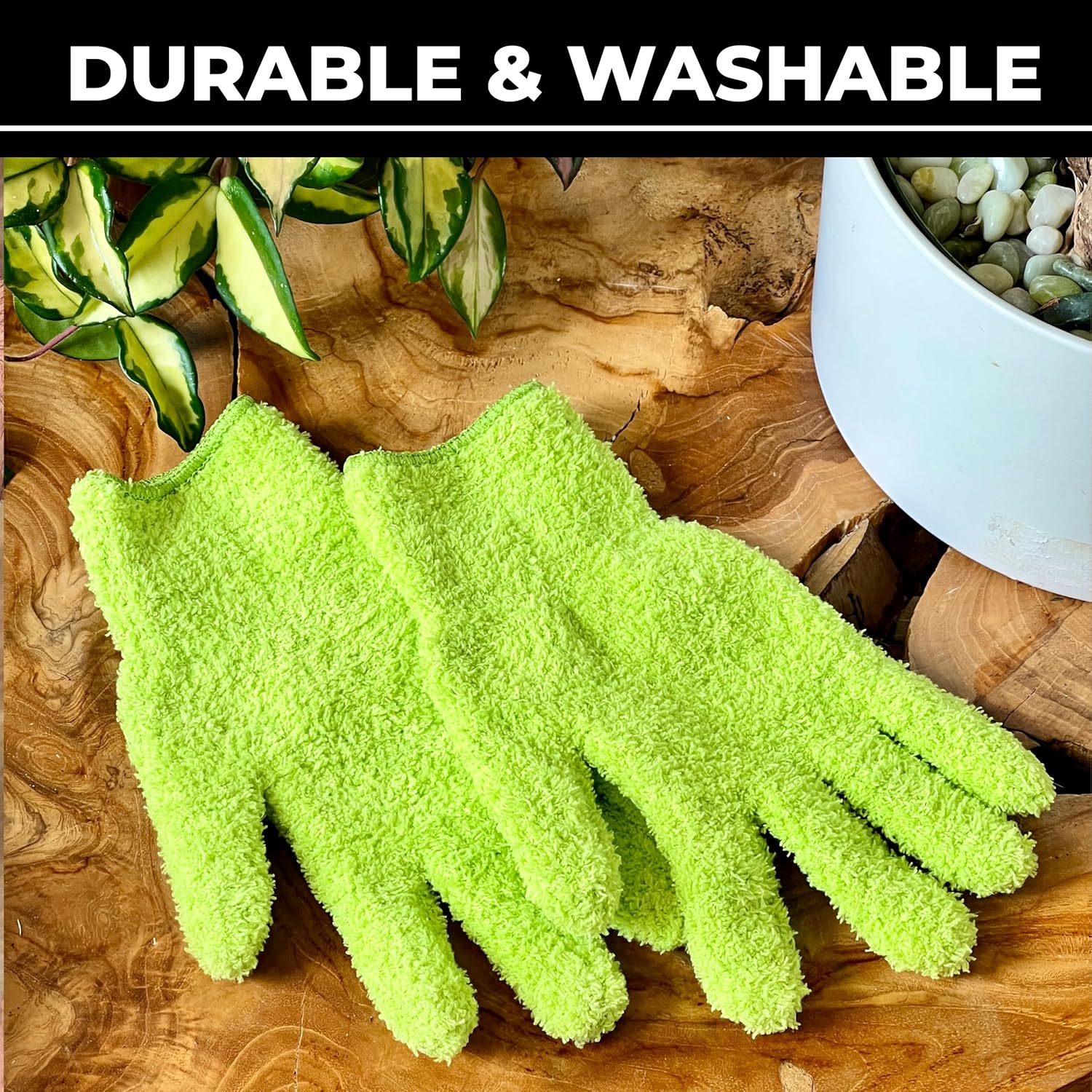 BLESS YOUR SOIL Microfiber Dusting Gloves for Plants : Premium, Gentle, Traps Dust, Washable, Lint Free : Use with Big Leaf Energy Ready-To-Use Spray for Houseplants image number 5