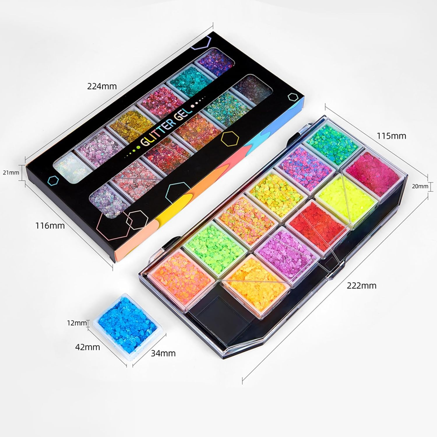 Namolit Solid Sequins Large Capacity Makeup Palette Stage Makeup Glitter Gel Body Painting Eyeshadow 1 image number 3