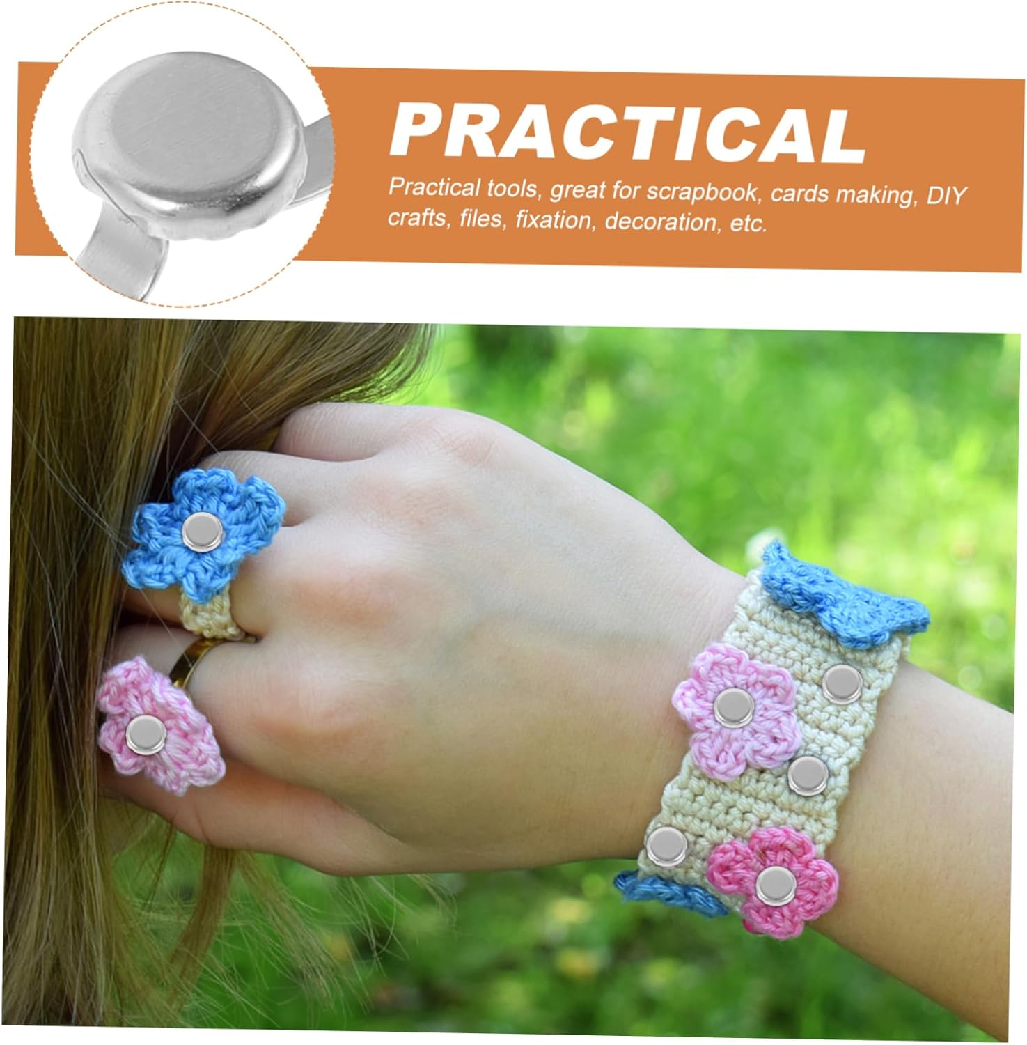 TEHAUX 50Pcs Metal Brads Fasteners for Crafts Smooth Edges for Projects Boys and Girls Art Supplies Securely Fastens Two Feet image number 6