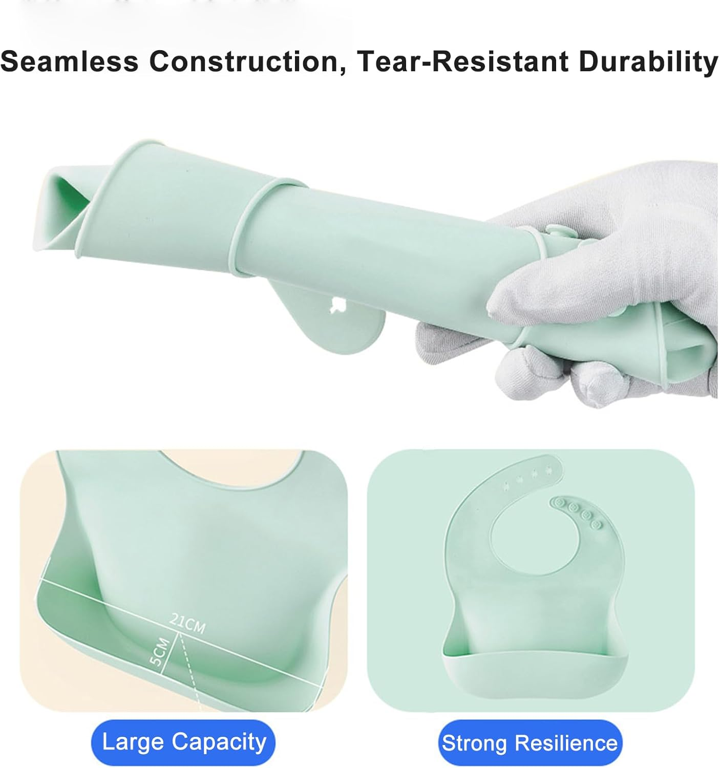 Beleeb 3PCS Lightweight Silicone Baby Bibs for Babies & Toddlers, Waterproof Baby Feeding Set with Deep Catcher Pocket, 4 Adjustable Height, Soft, Washable image number 6