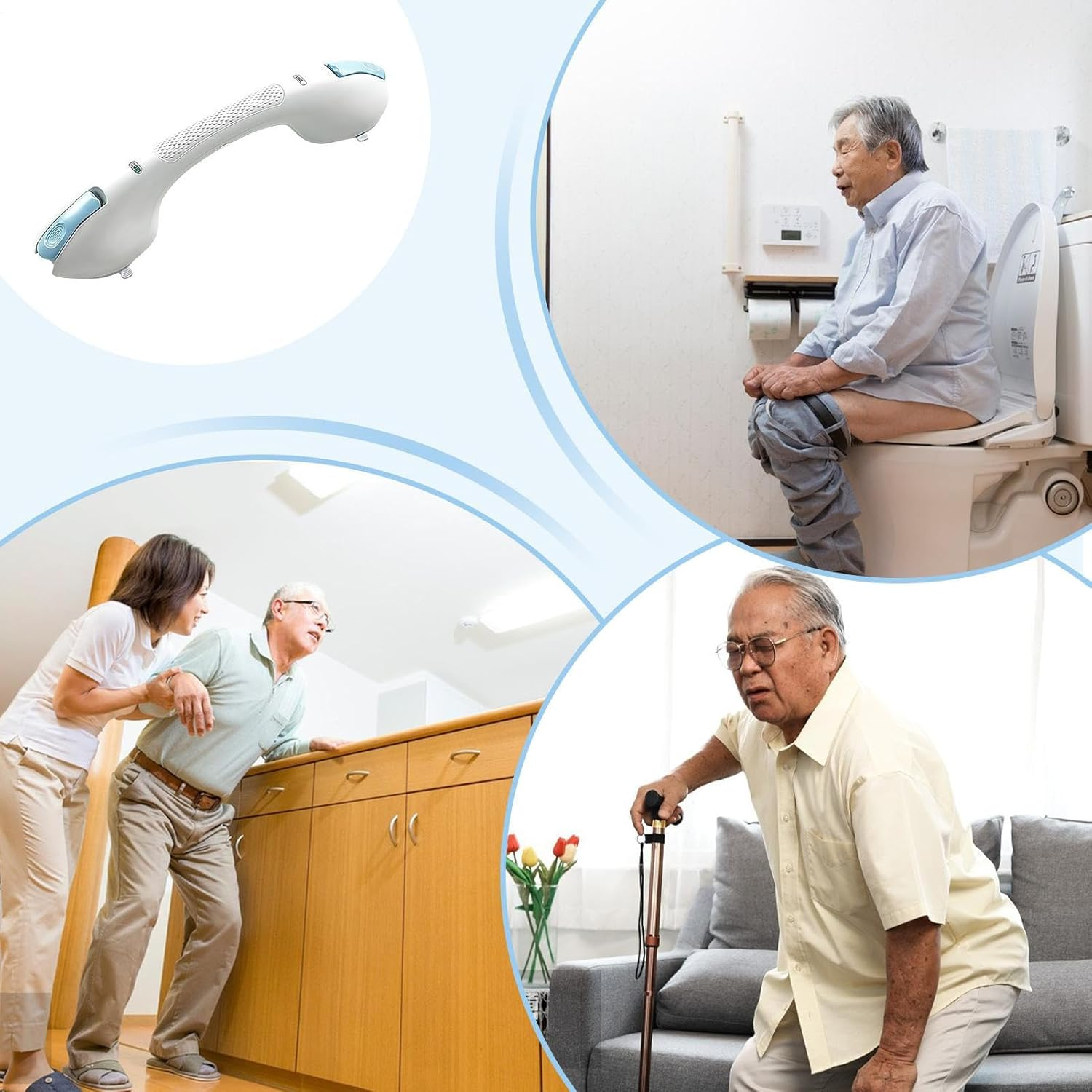 Shower Grab Bars for Seniors,Suction Heavy Duty Shower Grab Bars | Bath Aids Accessories for Support Elderly Rehabilitation Accessibility Daily Living Home Care Hospital image number 4