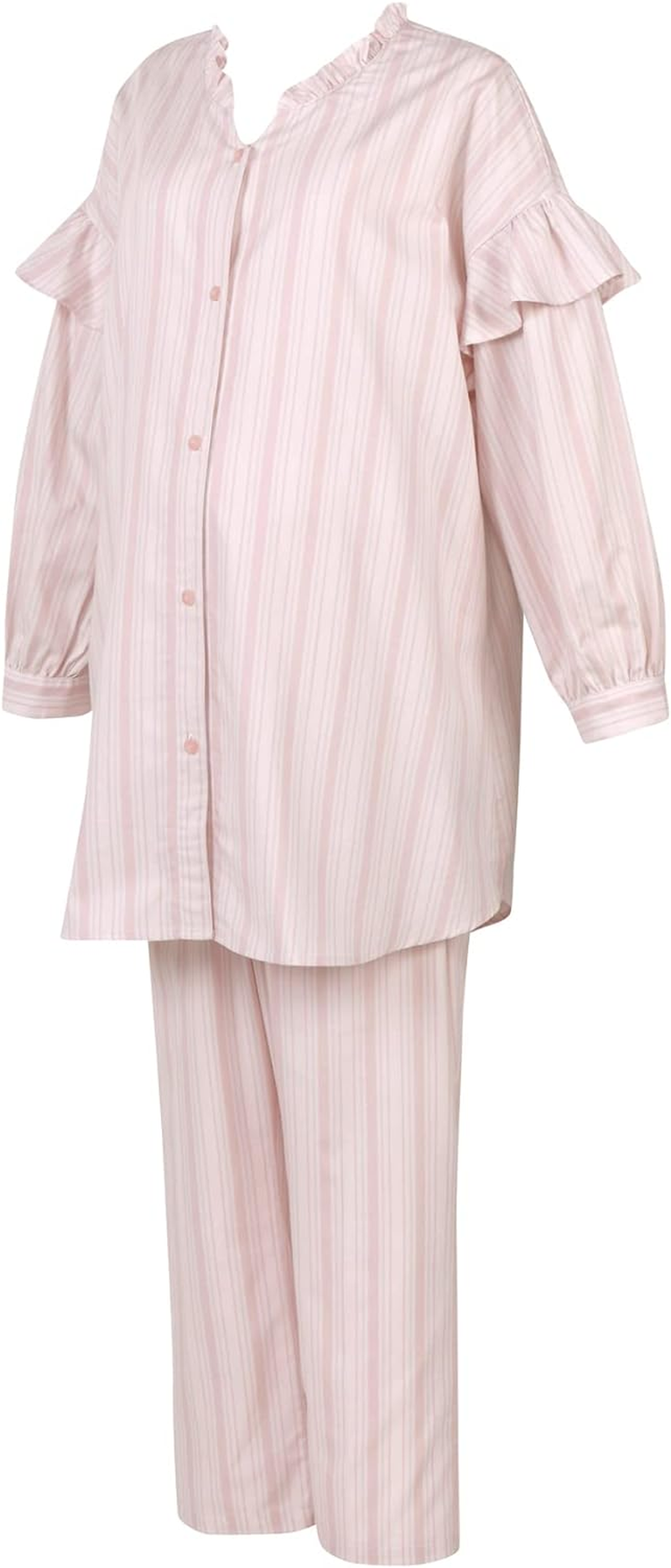 Wacoal MATERNITY MFY233 Women'S Maternity Pajamas, Long Sleeve, Long Pants, 100% Cotton, Suitable for Breastfeeding - Bu image number 3