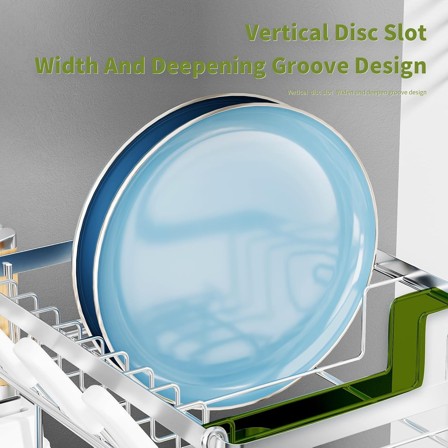 Sandream Dish Drying Rack, 2 Tier Large Dish Rack, Stainless Steel Dish Drainer for Kitchen Counter, Dish Rack with Draining Tray & Cutlery Utensil Holder (White) - Grey image number 4