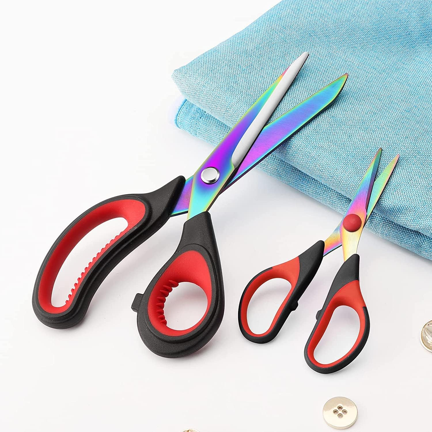 ZXUY Craft Scissors Sharp Blades Fabric Scissors Rubber Soft Grip Handle Multipurpose Scissors Suitable for Sewing/Arts/Crafts/Office/School and Home (Black 2Pcs)
