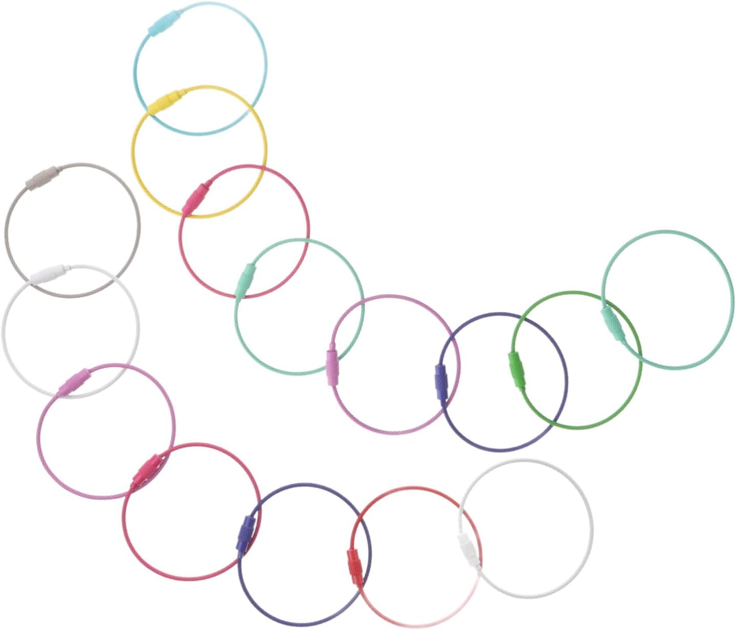 WOFASHPURET 60Pcs Keyring Circle Loop Lanyard Cable Wire Keychain Cable Luggage Tag Rings image number 2