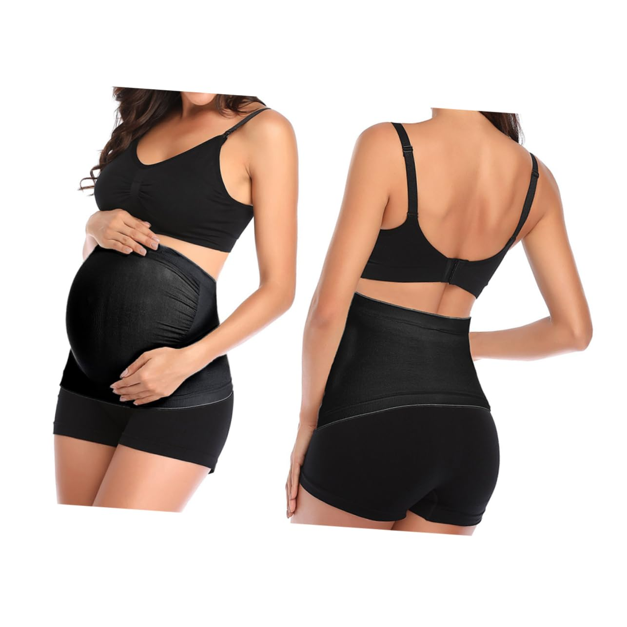SAFIGLE Pregnancy Support Belt Maternity Belly Band Breathable Pregnancy Belt for Pregnant Women Black L Size Hip 95-105Cm Comfortable Support image number 6