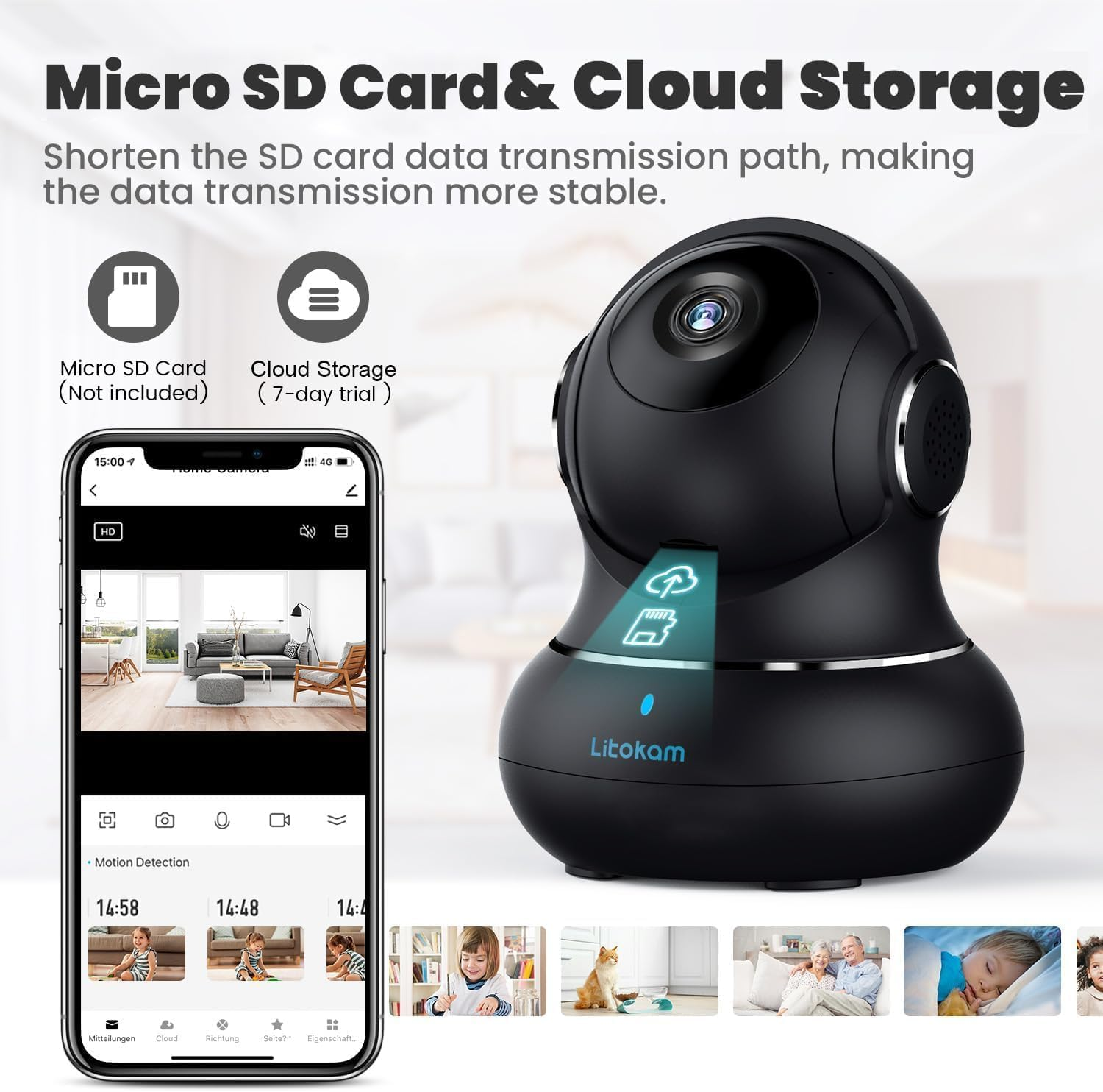 Litokam Security Camera Indoor 2K, 360 Pan/Tilt Cameras for Home Security with Motion Detection, Baby Monitor for Pet/Dog with Night Vision, 2.4Ghz Wifi Cam with Phone App & 2-Way Audio image number 6