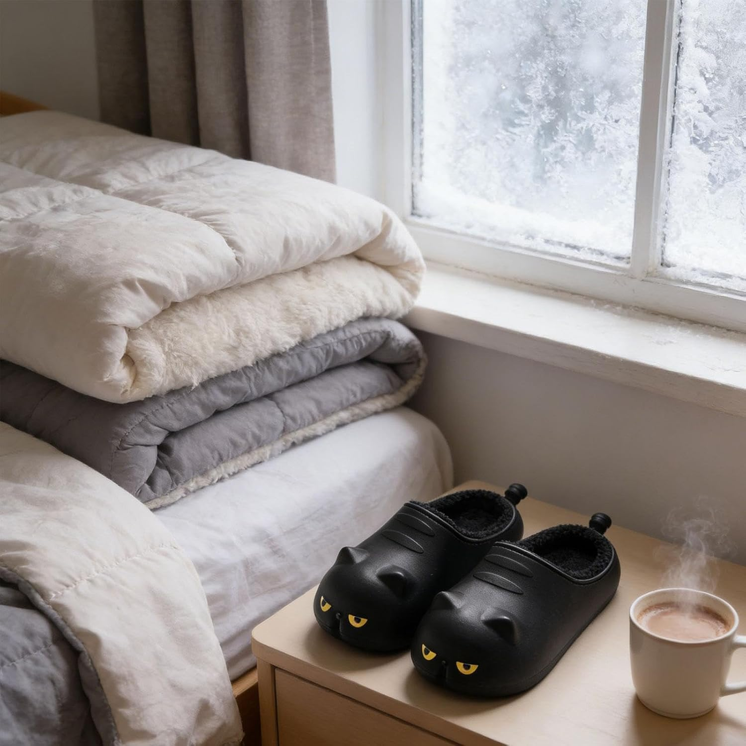 Yuksok Women Slippers Lovely House Shoes Waterproof Non Slip Soft Indoor Slippers image number 6