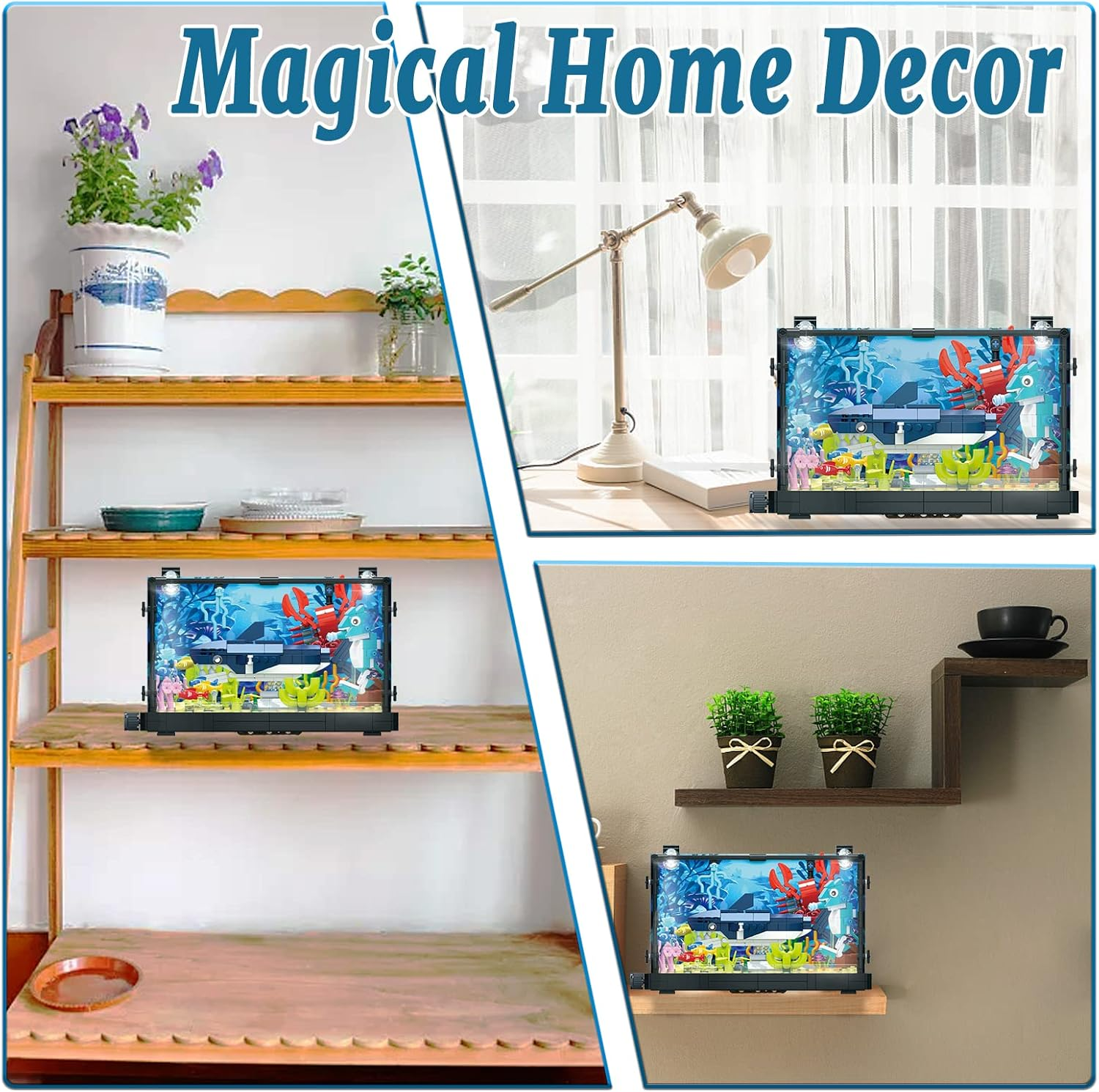 Creator Shark Fish Tank Building Kids Toys Set with Light, Shark Building Construction Toys Sets, Ideas Gifts for Kids, Boys and Girls, Adult, Nice Aquarium Decor for Ocean Lovers (648 PCS) image number 4