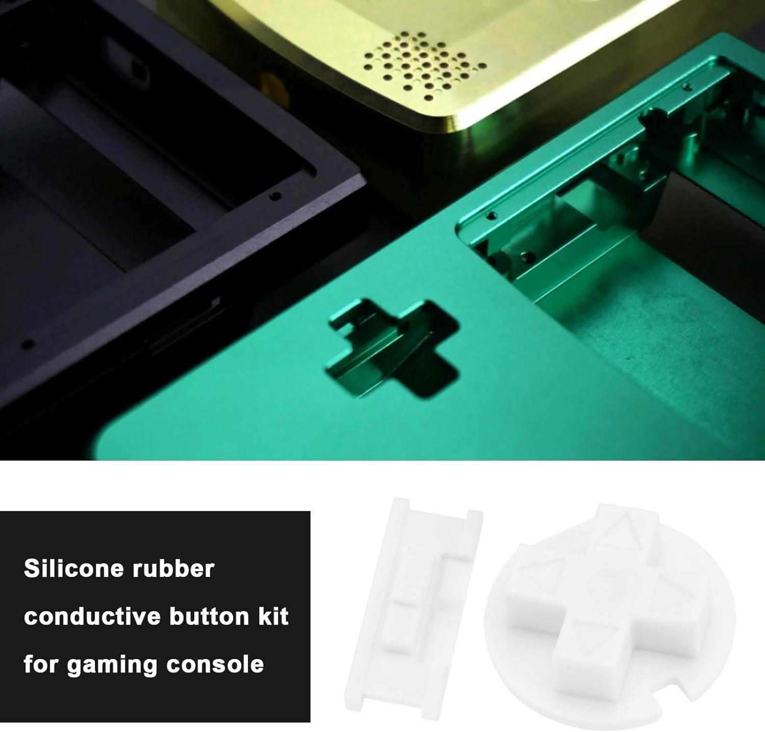 Emsea 2 Sets of Silicone Rubber Conductive Buttons Kits Compatible with Game Boy Color/Gameboy GBC Power On/Off Button Light Green + Black + White image number 4