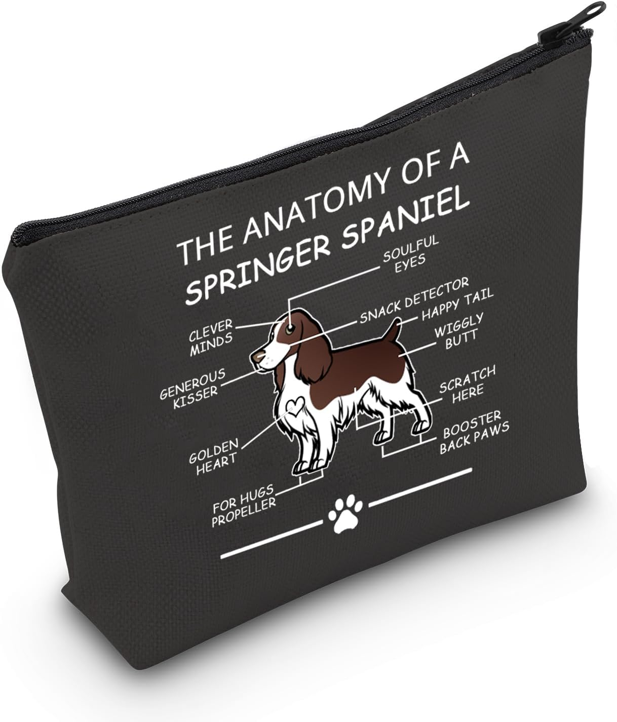 LEVLO Funny Springer Spaniel Lovers Gifts the Anatomy of a Springer Spaniel Cosmetic Bags Springer Spaniel Veterinary Mom Travel Toiletry Bags, Springer Spaniel