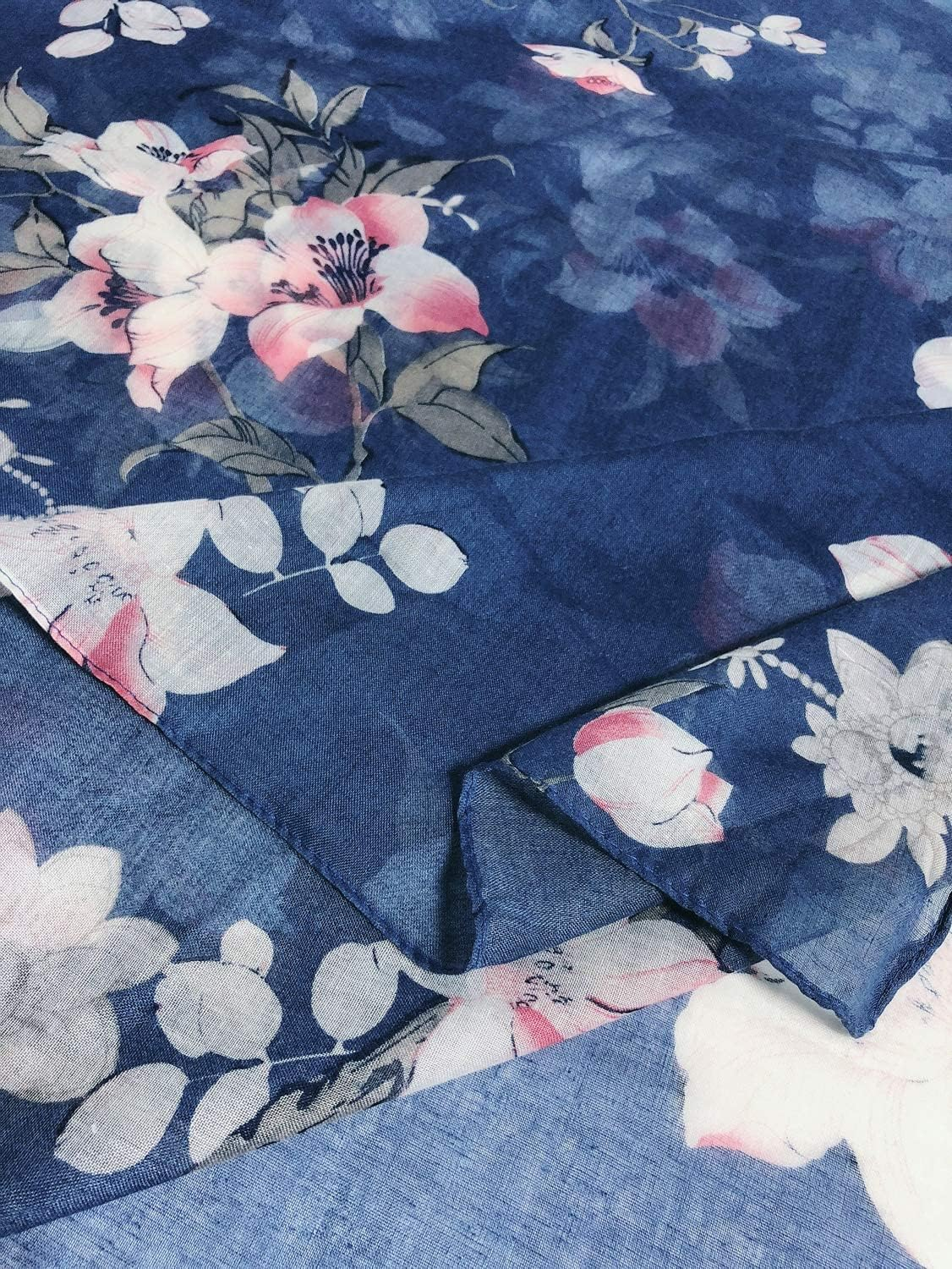 GERINLY Women Fashion Scarves Lightweight Flowers Print Shawl Wrap Head Scarf image number 3