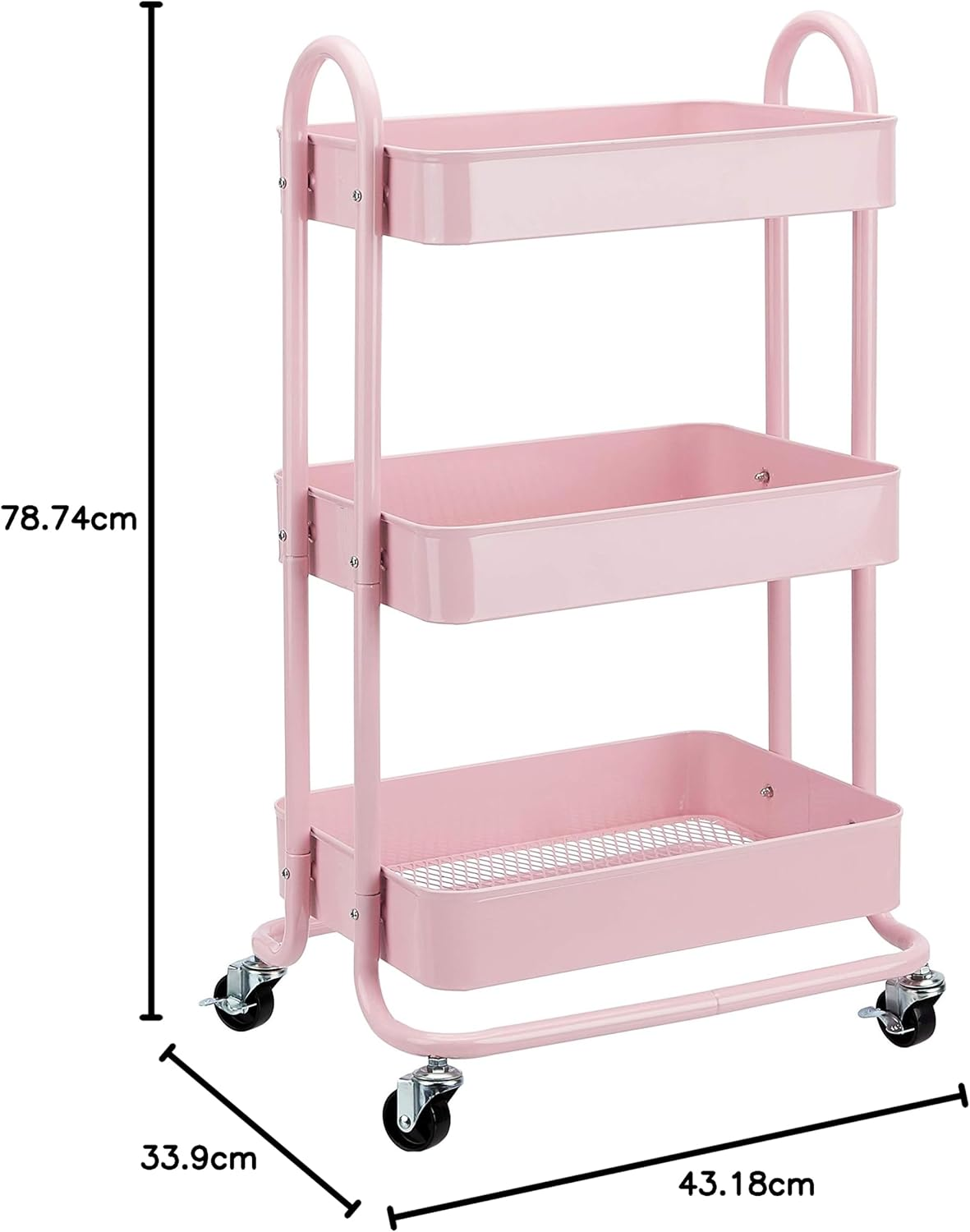 Amazon Basics 3-Tier Rolling Utility or Kitchen Cart - Dusty Pink