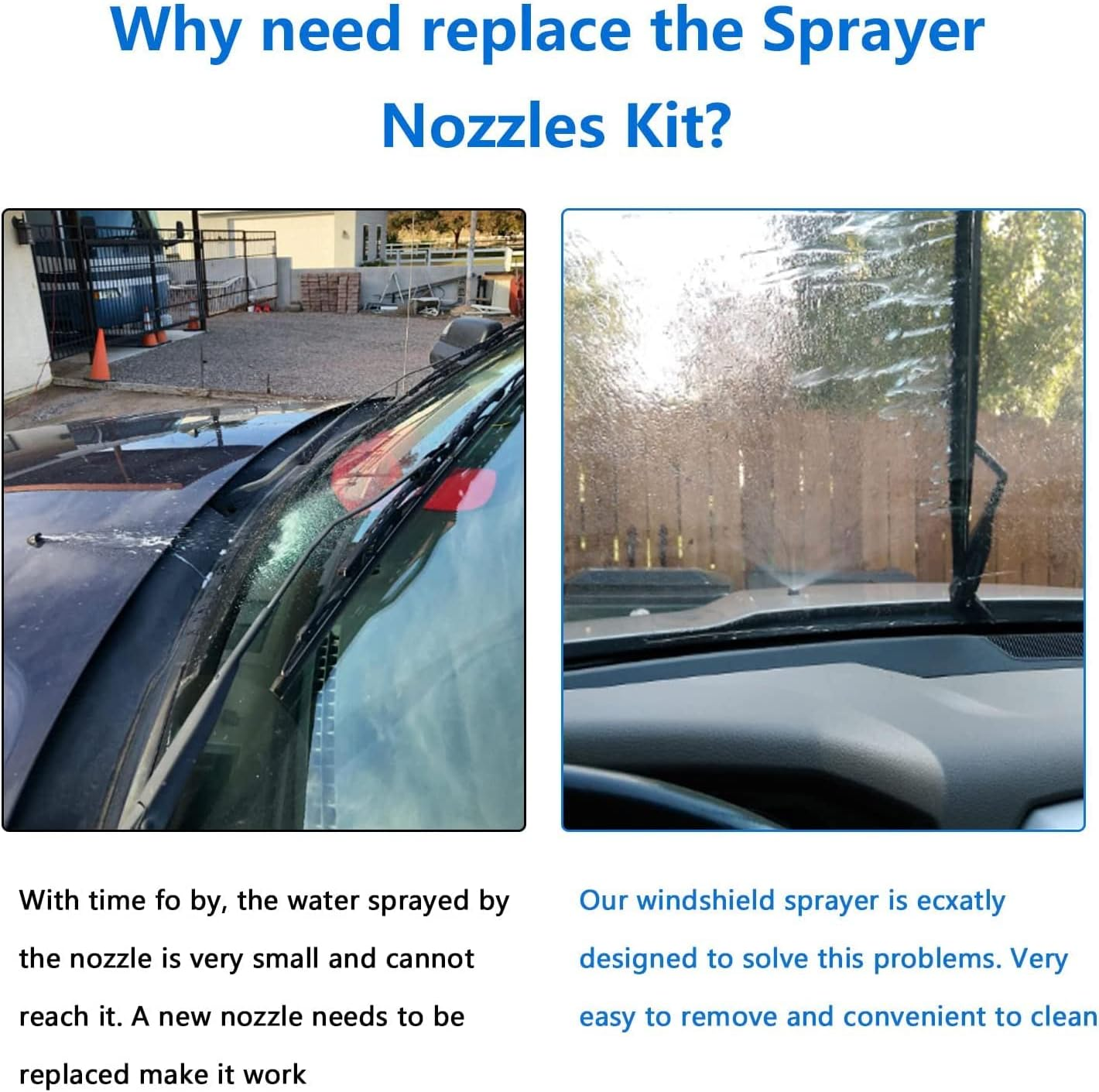 Windshield Washer Nozzles Kit Replace for Dodge Ram, Chrysler, J-Eep, Includ 4M Hose, 4 Waher Nozzles & Gasket, 12 Connectors, 30 Hood Retainers and 1 Tool (Straight + 90 Degree Washer Nozzles) image number 2