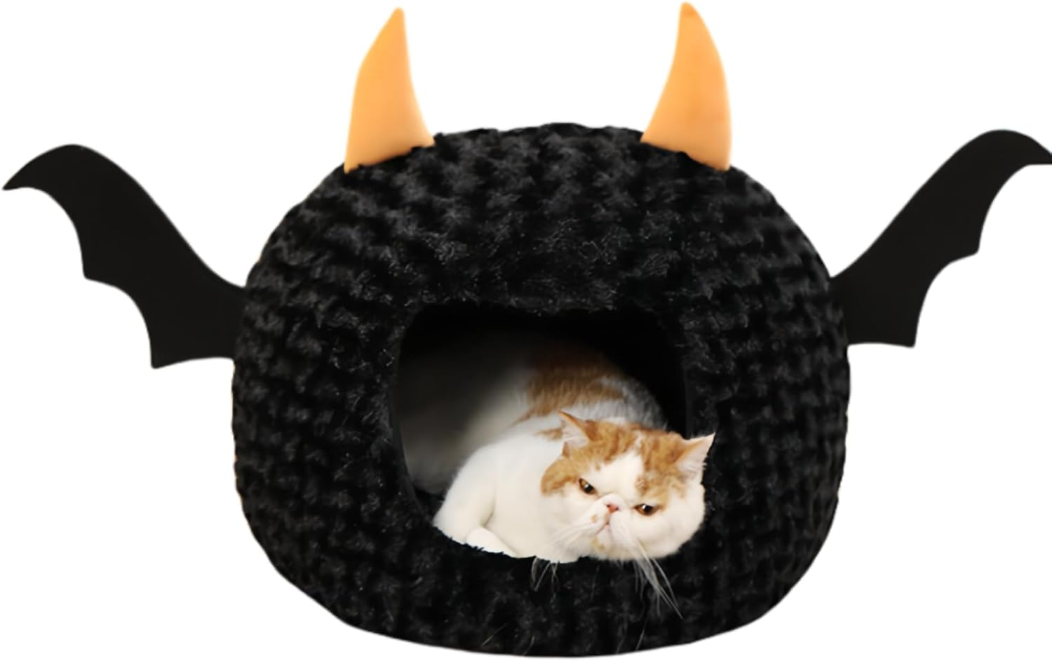 Funny Cat Bed Halloween Large Cat Cave Nest Warm Cute Kitten Bed Mattress Cartoon Ultra Soft Plush Removable Cushion image number 4