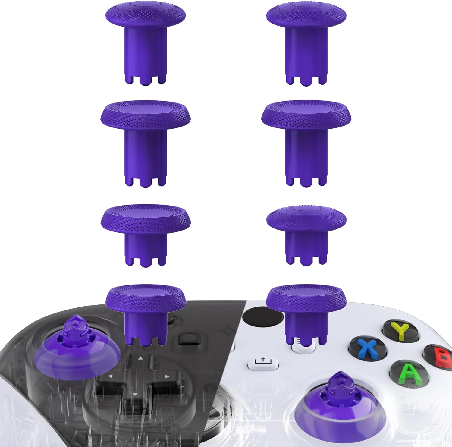 Extremerate Thumbsgear V3 Interchangeable Thumbsticks for Xbox Core Controller, 4 Height Adjustable Convex and Concave Grip Joysticks for Xbox One S/X/Elite, for Nintendo Switch Pro Controller -Purple - Blue image number 6