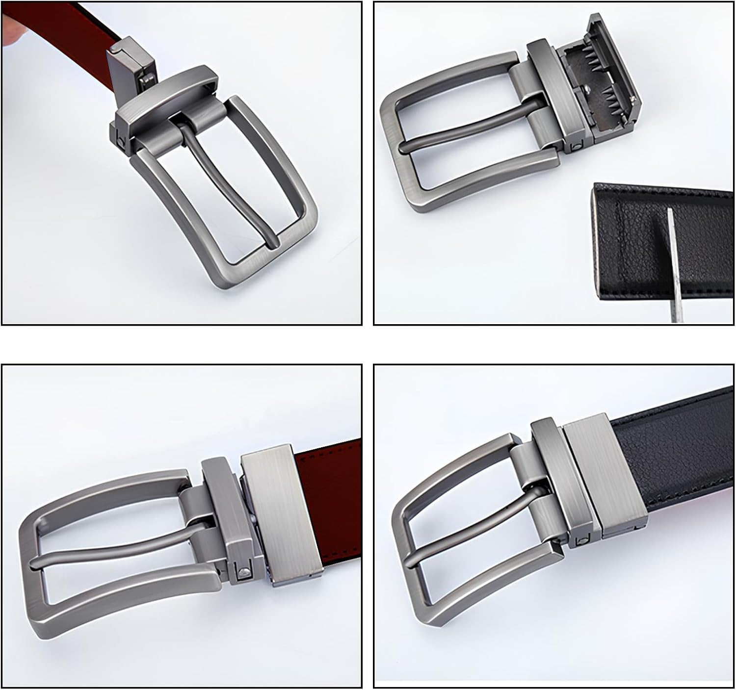 Genuine Leather Belts for Men, Reversible Belts for Men, Stylish and Simple Men'S Belts for Suits, Jeans, Casual Clothing and Business Clothing image number 2