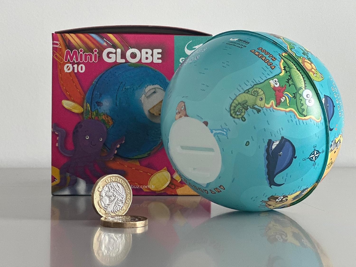 EXERZ 10Cm Mini Globe (Wildlife) with Money Box Built-In - English Card - 10Cm Animal image number 3