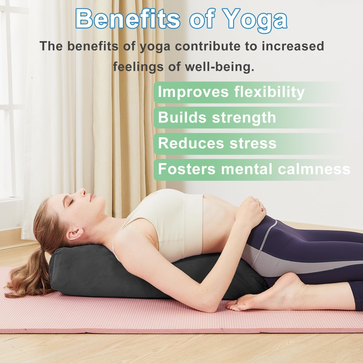 Restorative Yoga Bolster - Velvet Covered Meditation Pillow for Yin & Prenatal Yoga image number 1