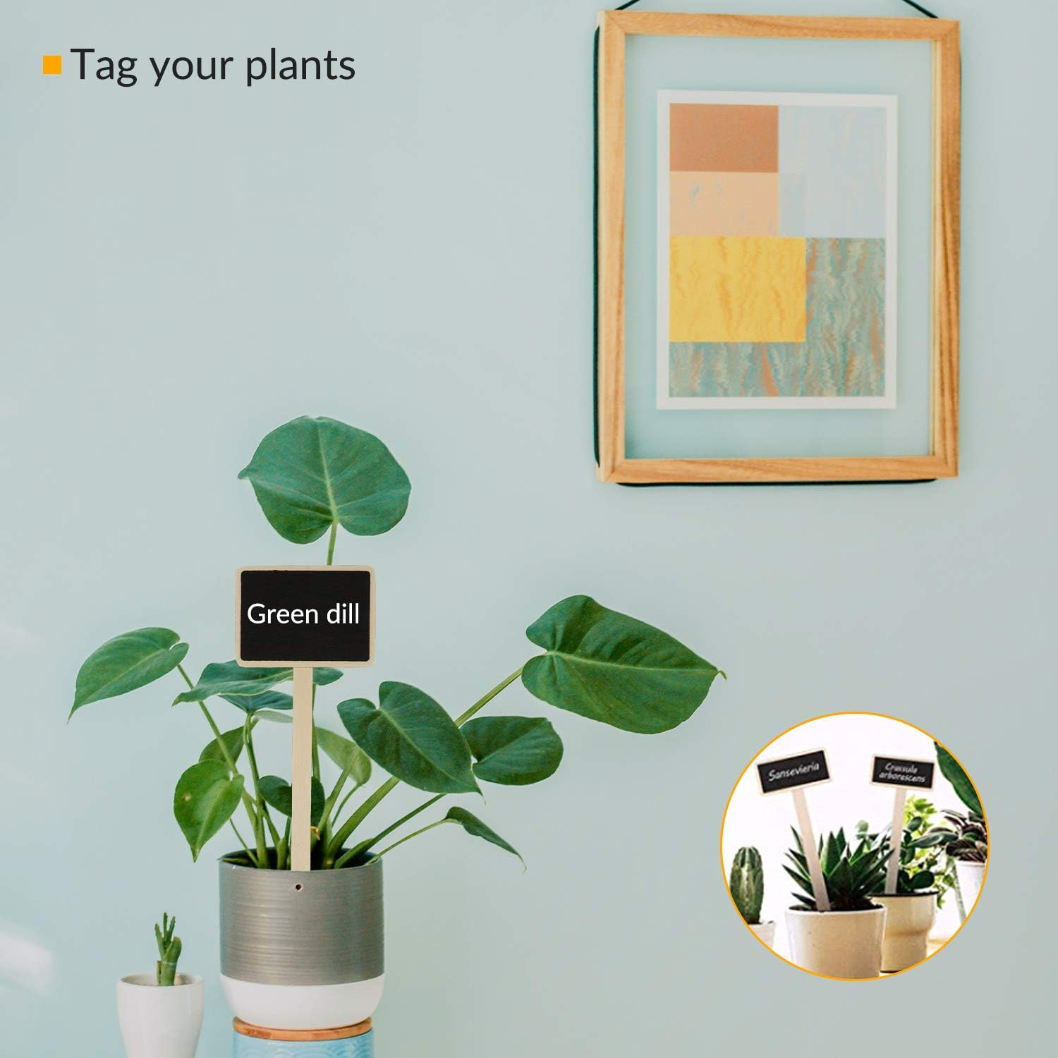 JJWNMLL 20Pcs Wooden Plant Labels Black Board Markers Plant Signs Mini Chalkboard Garden Stakes Tags T-Type Tags for Vegetable Seeds Trees Herbs Flowers Garden Rectangular, 24Cm X 17.5Cm image number 1