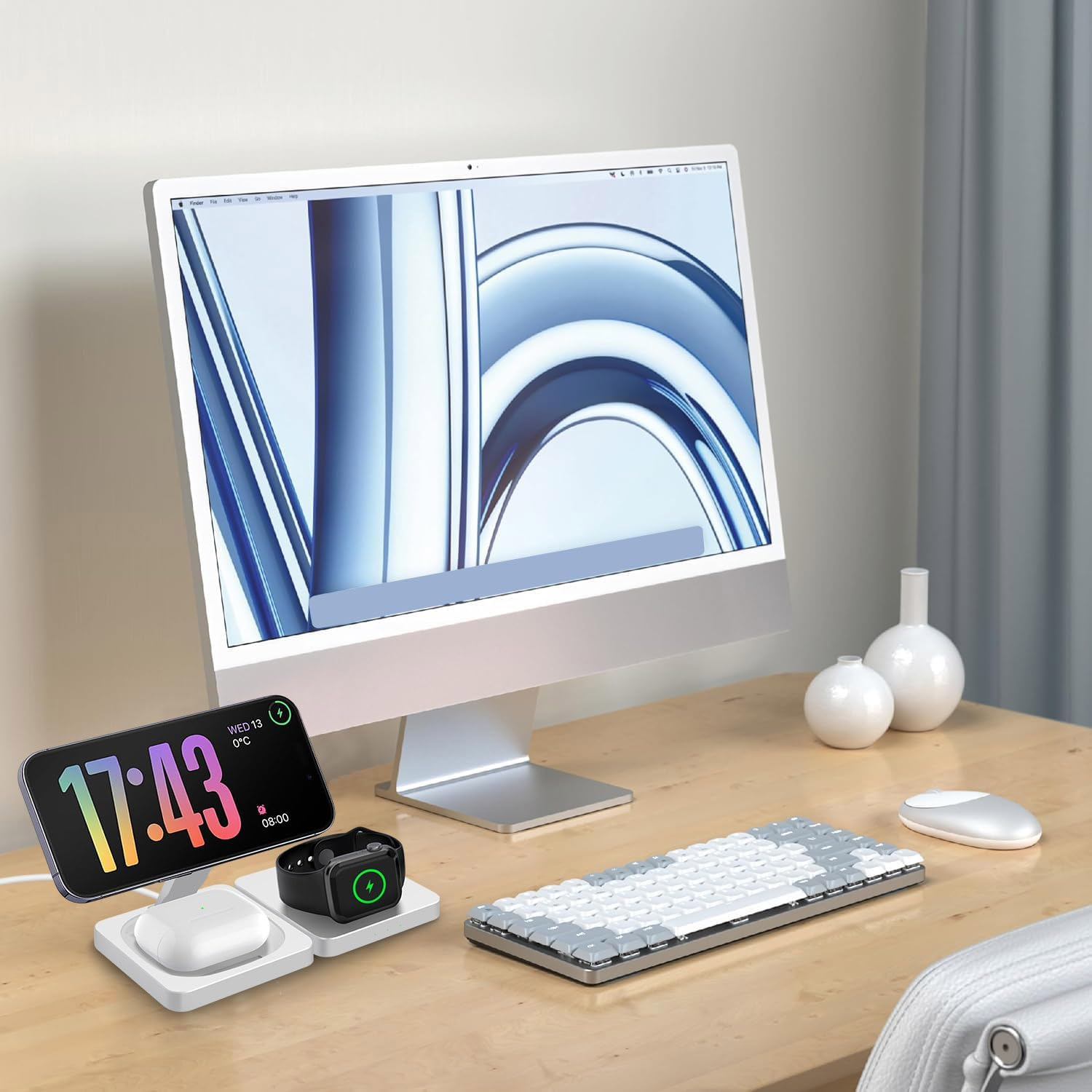 3In1 Wireless Charger Station Portable Travel Charger Wireless Charger Pad Magnetic Charger Stand for Iphone 17 16 15 14 13 12,Iwatch 11/Ultra3/10/Ultra 2/9/Ultra/8/Se2/7/6/Se/5/4/3/2,Pods4/Pro/3/2 image number 4