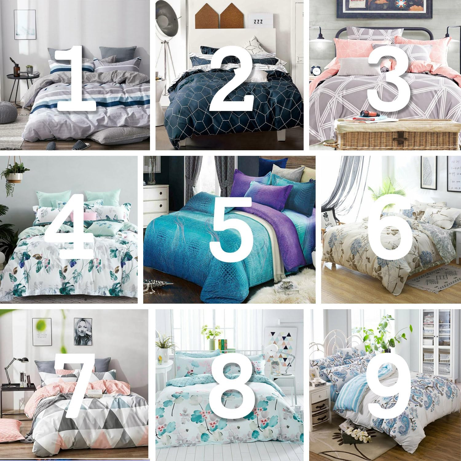 100% Cotton Quilt Doona Duvet Cover Set - Soft and Breathable - 9 Designs - 6 Sizes (2, King) image number 2