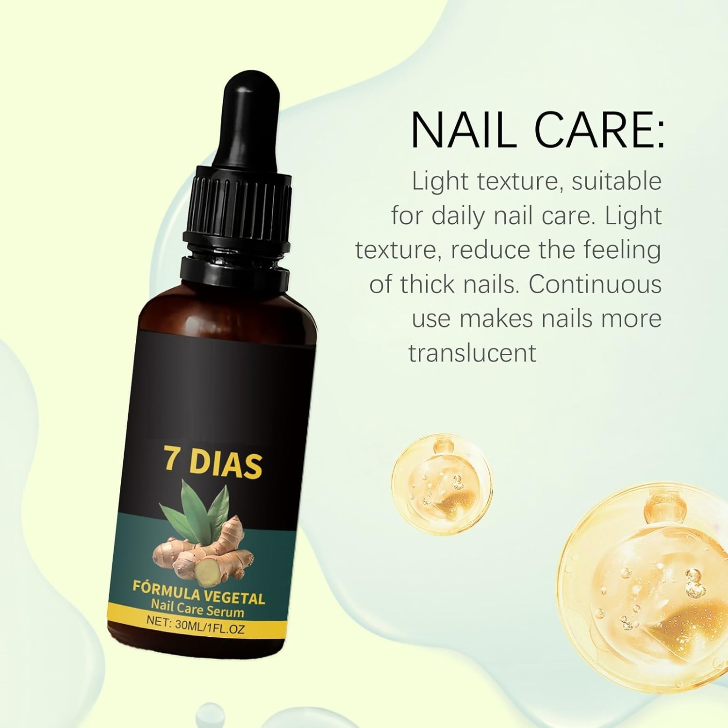 Ginger Nail Growth Serum 7 Days Nail Care Treatment Multi-Purpose Nails Repair Cream Ginger Cuticle Care Nourishing Oil Brittle Strengthener Suitable for Dry and Damaged (2Pcs) image number 4