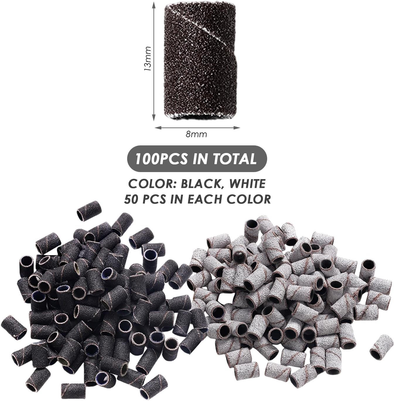 Pack of 100 Nail Polishing Bands, Accessories for Electric Nail Polishing Machines, Nail Polishing Sanding Cloth Rings, Manicure Tools, Replacement Parts for Nail Polishing Machines image number 3