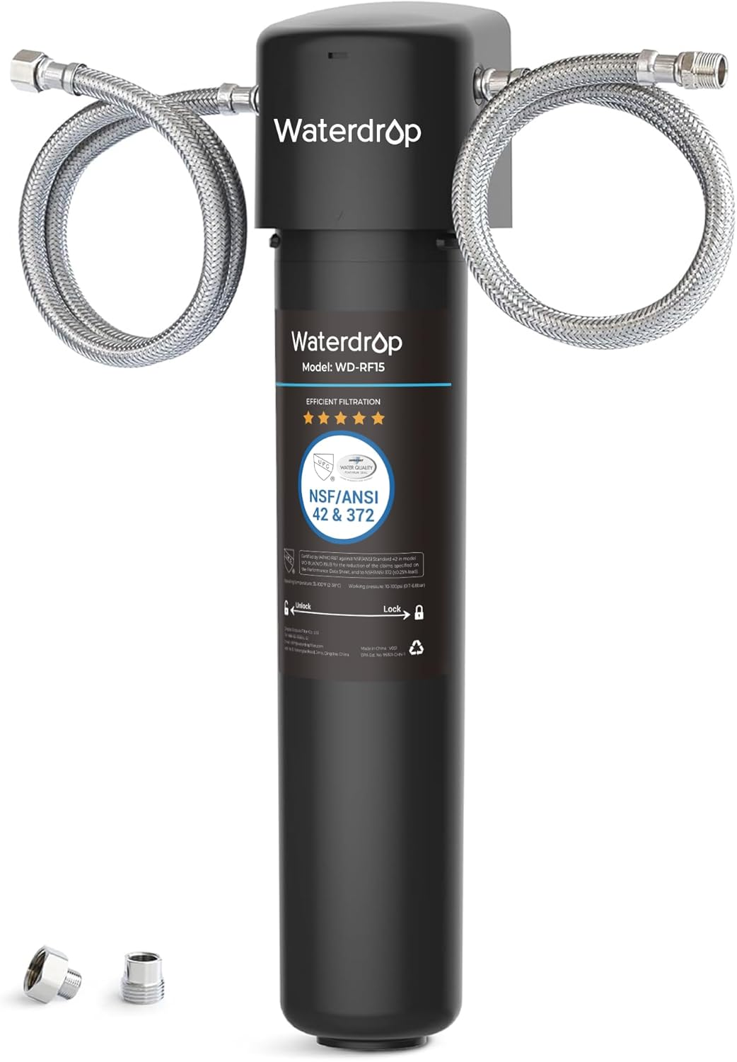 Waterdrop 15UA Water Filter, under Sink Water Filter System, Water Purifier, Reduces Lead, Chlorine, Bad Taste & Odor, under Counter Water Filter Direct Connect to Kitchen Tap, NSF/ANSI 42 Certified