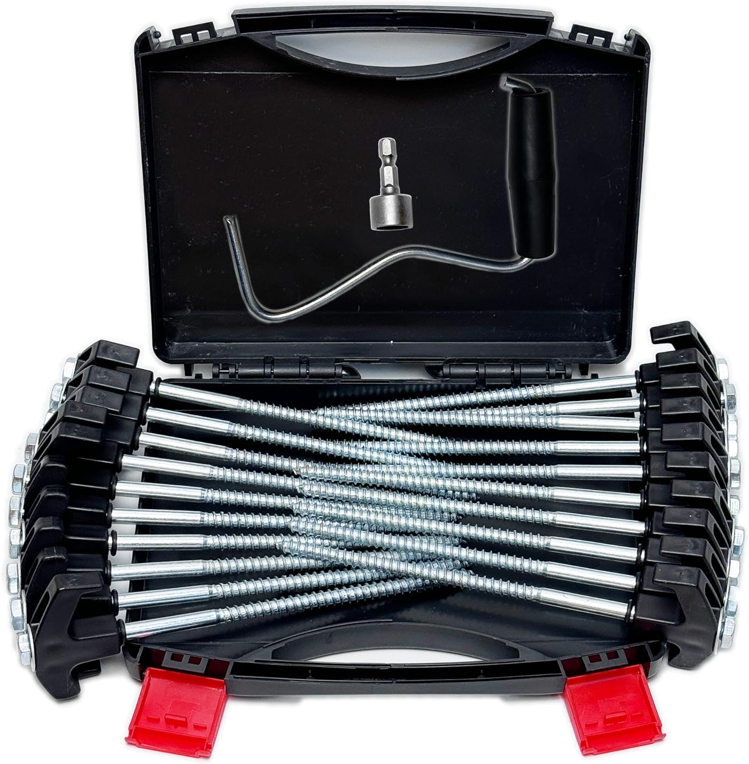 Youshangding 20Pcs Camping Tent Stakes, Super Heavy Duty Screw Steel in Ground Camping Outdoor Pegs, with Storage and Drill Adaptor