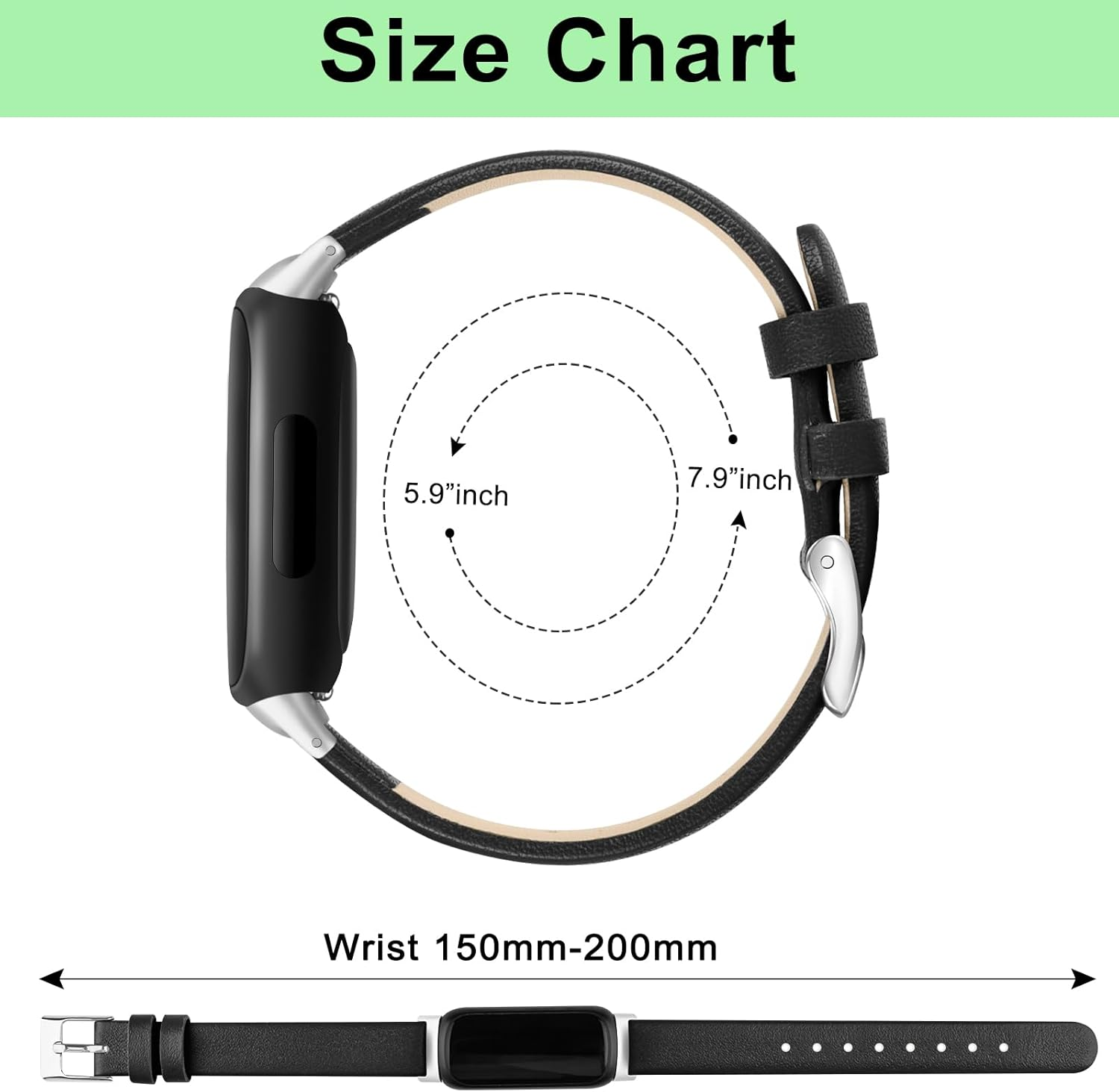 Leather Band for Fitbit Inspire 3 Bands Women Men, Soft Leather Loop Replacement Straps for Fitbit Inspire 3/2/HR Fitness Tracker