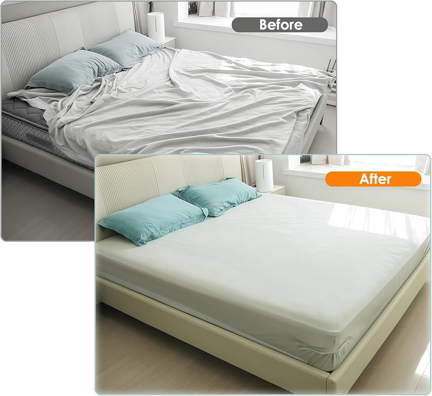 Lock Sheet Holders - 4Pcs Bed Sheet Gripper for Corners Suitable for Queen&King Size Bed, Easy to Install, Perfect for Fitted Sheets, Mattress Pads & Waterproof Covers(White) image number 5