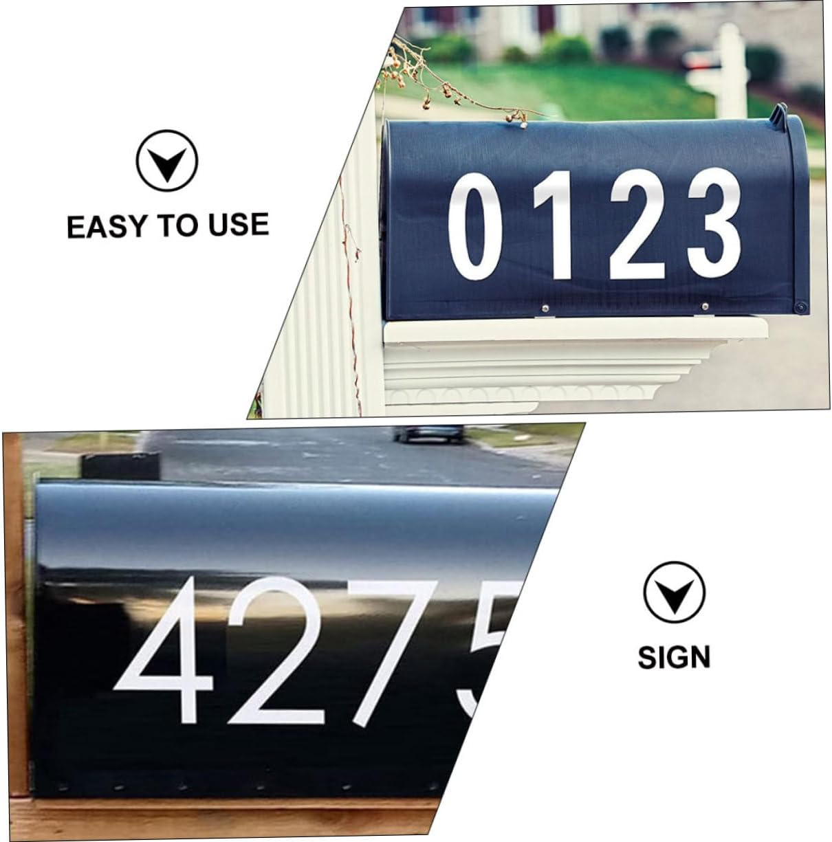 DOITOOL Reflective Mailbox Stickers for Wheelie Bins 4 Sets Number Stickers Adhesive Mailbox Numbers Decals image number 2