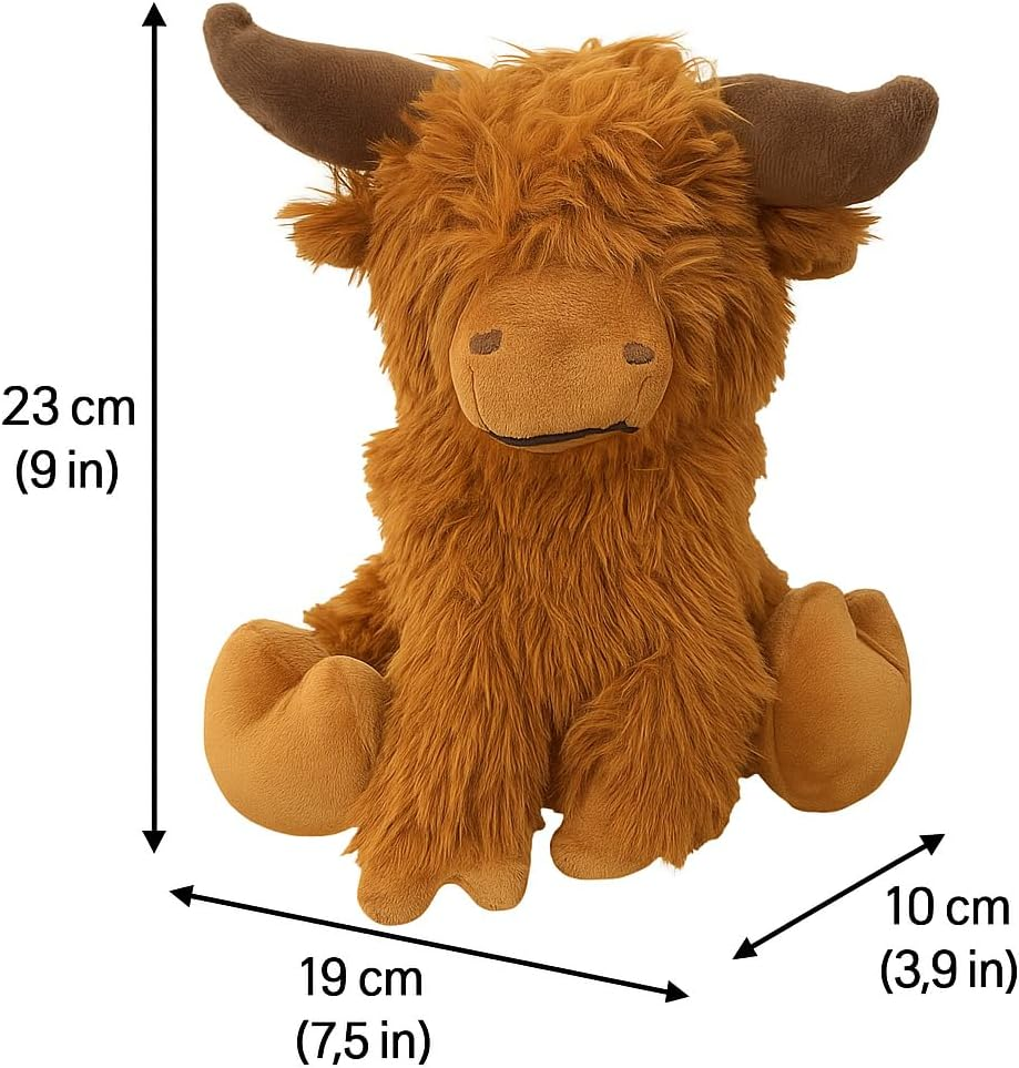 Khevga Fabric Door Stop Animal - High Quality Highland Cattle Door Holder, 1 Kg Weight, 23 Cm High, Rustic Design, Door Buffer Decoration for Living Room, Office & Children'S Room, Brown, Robust image number 1