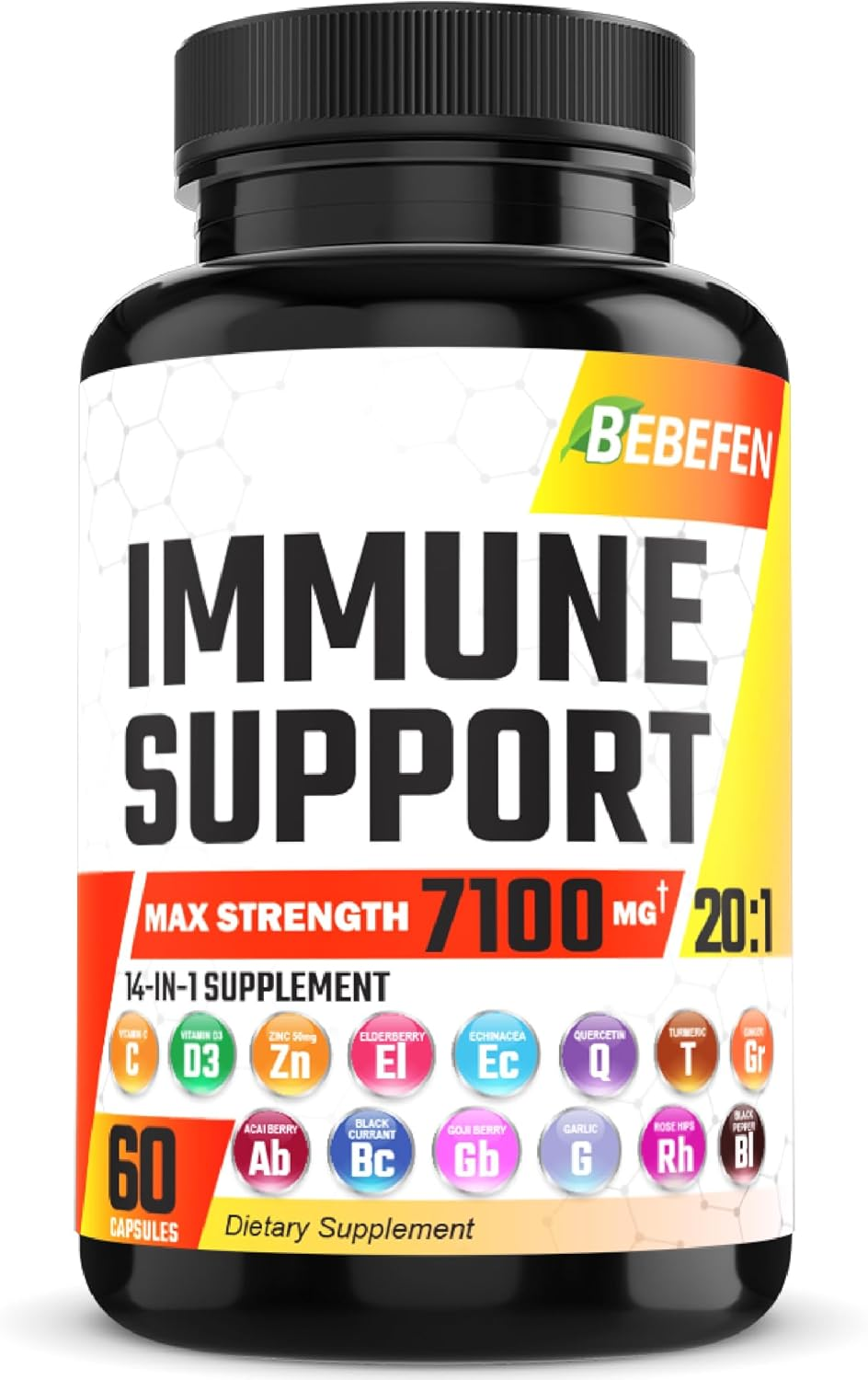 Supplement | Antioxidant Immune Boosters for Adults - Elderberry 4000Mg Echinacea 1000Mg Quercetin 500Mg with Zinc Vitamin C Turmeric Curcumin