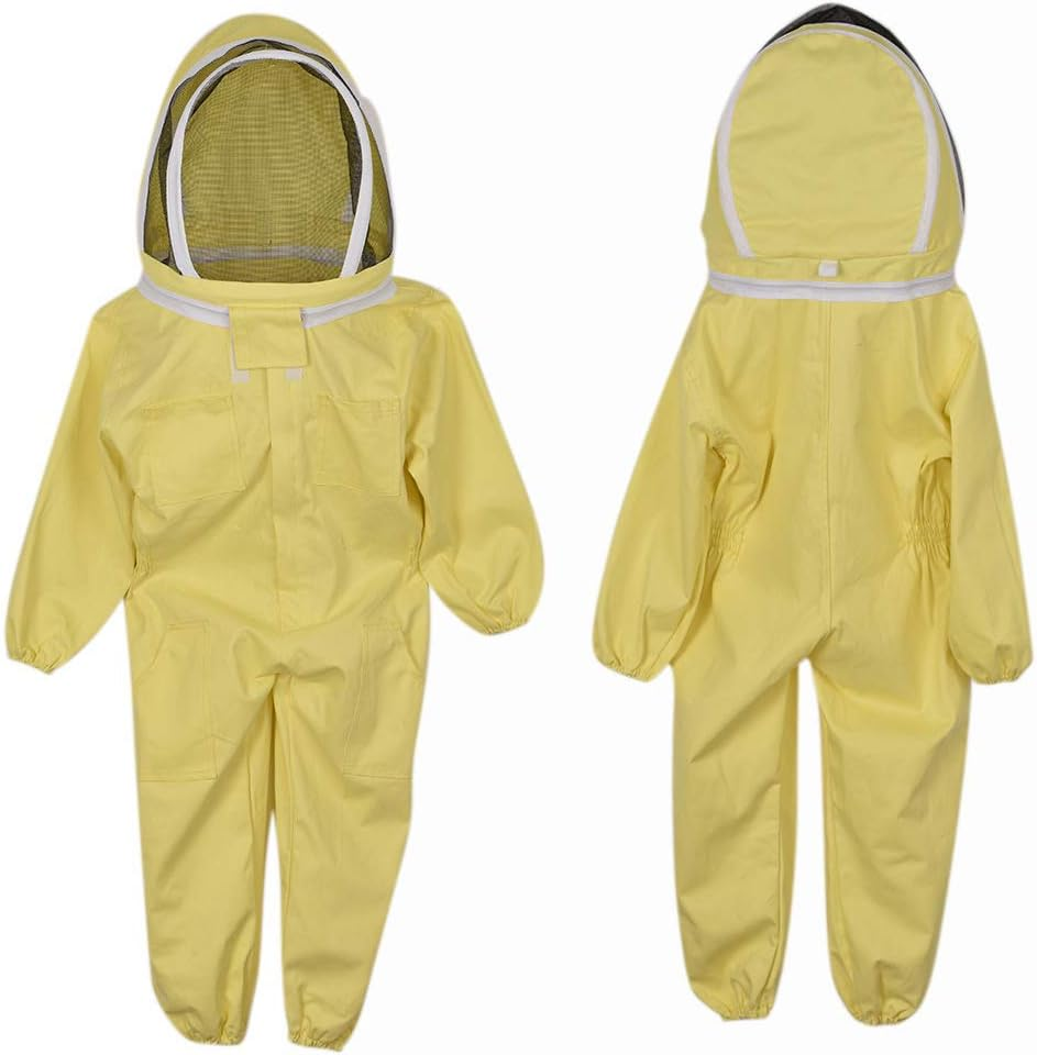 Fdit Cotton Beekeeping Suit for Children, Comfortable Protection with round Hat, Lightweight and Breathable, Detachable Veil for Safety Kids Bee Suit (Yellow #08) image number 5