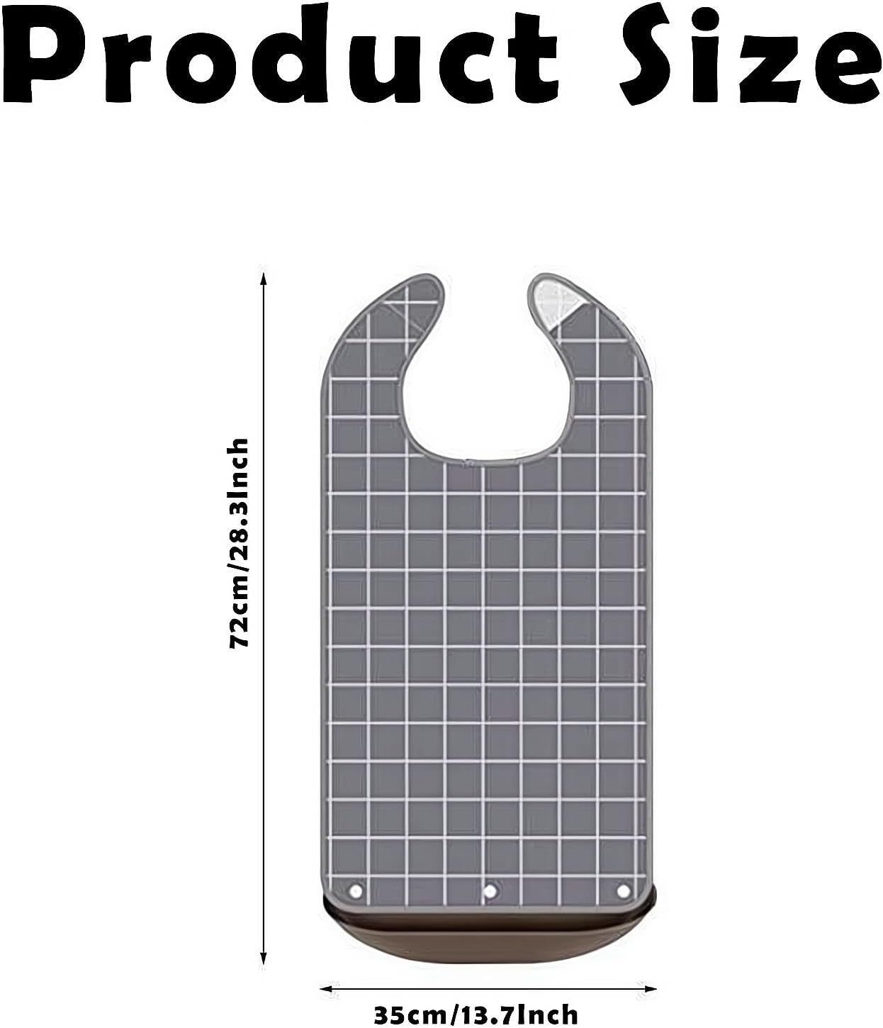 2Pcs Adult Bibs Waterproof and Reusable Clothing Protectors with Detachable Crumb Catcher for Men Women Elderly Senior (Coffee and Gray) image number 2