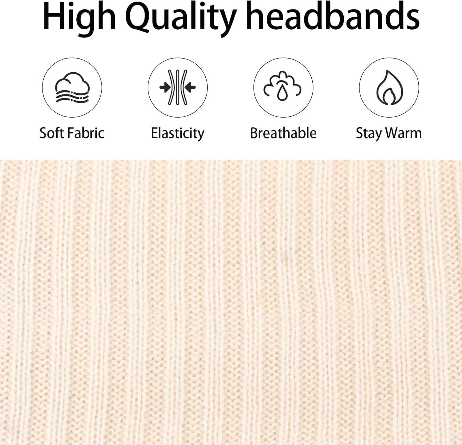 YISSION Winter Headbands for Women Non Slip Wide Headbands Thick Knit Head Bands Black White Headband Soft Ear Warmer Hairbands Hair Accessories for Women Girls image number 3